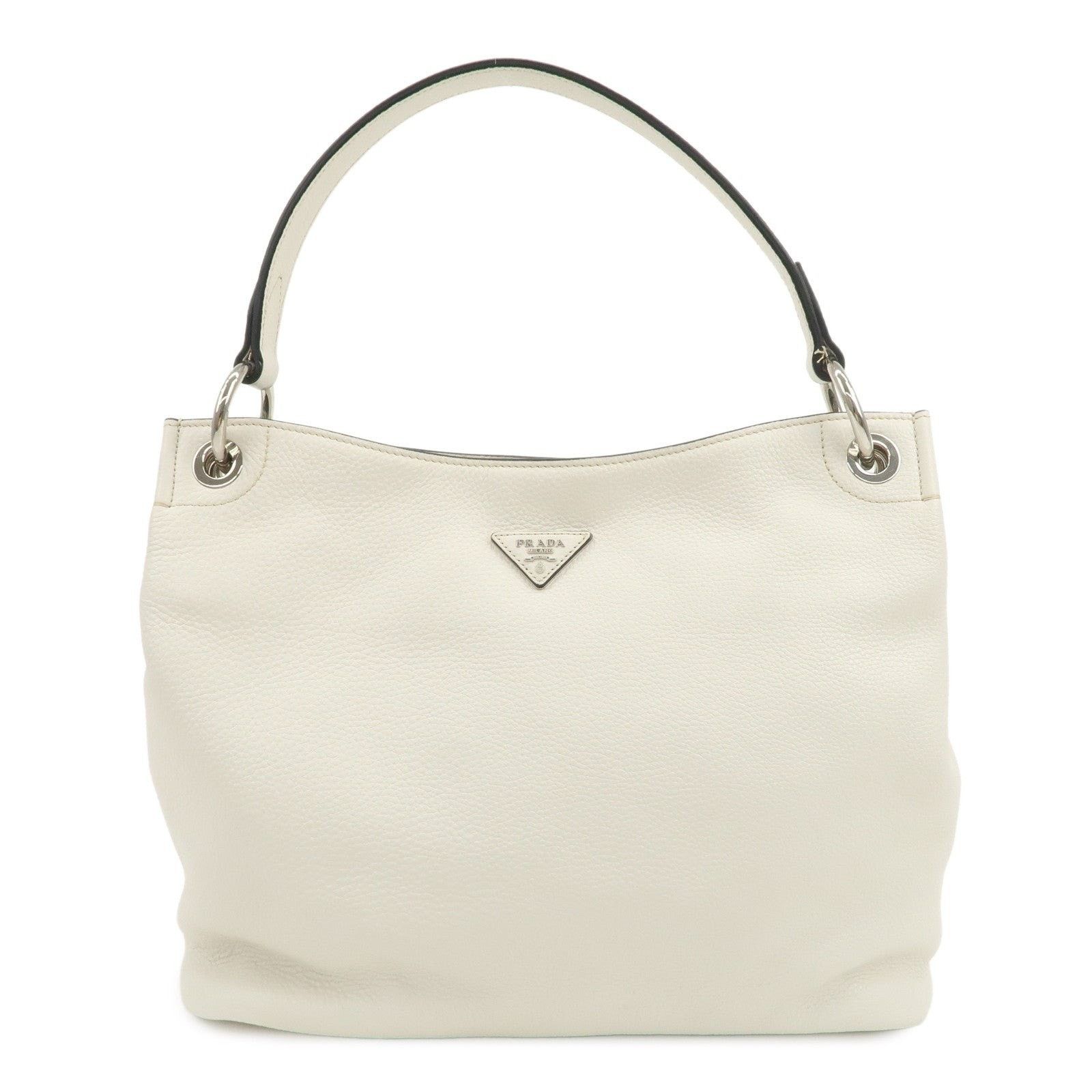 Prada Prada Triangle Logo Leather Shoulder Bag White Size ONE SIZE - 1 Thumbnail