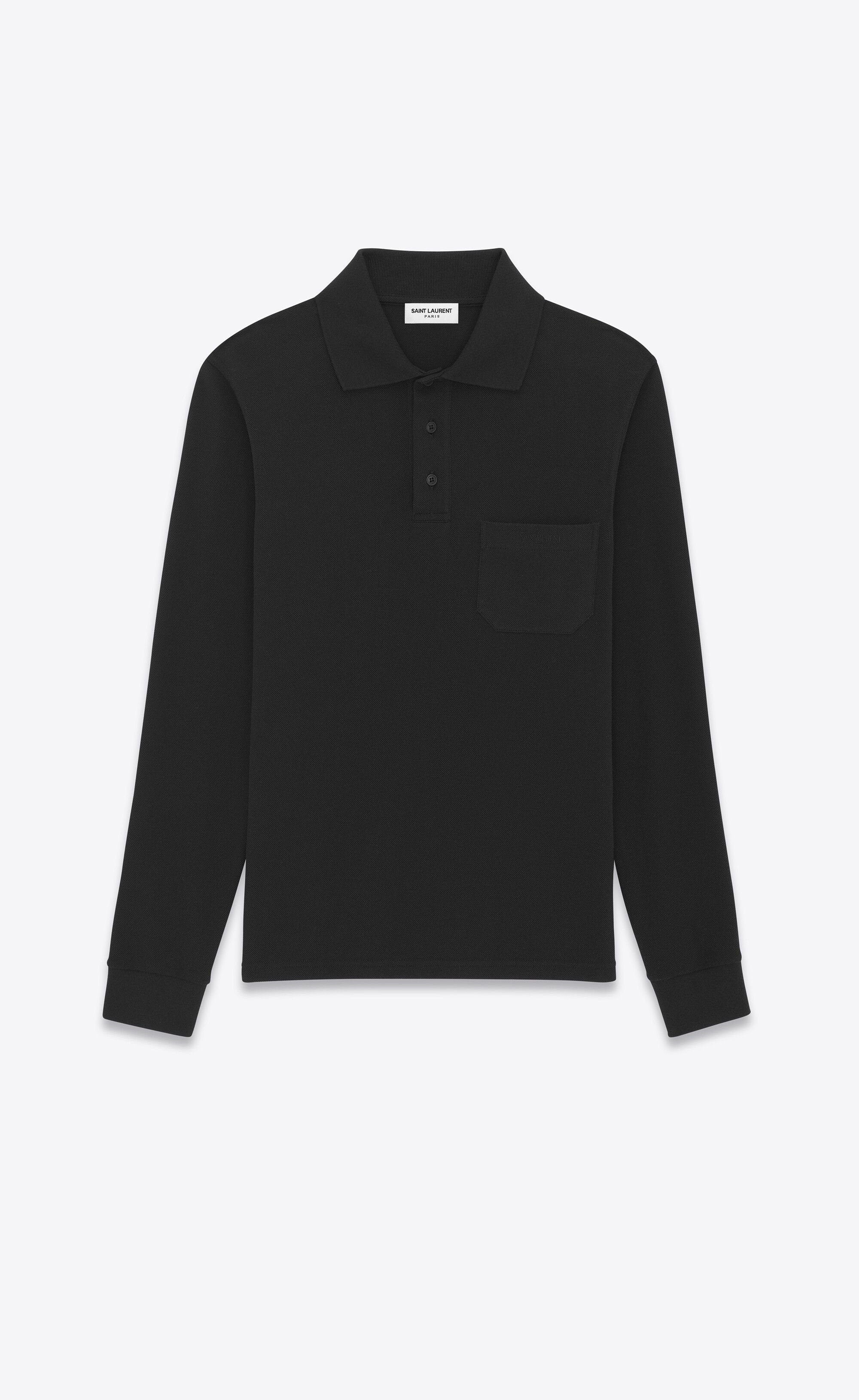 Saint Laurent Paris o1s1wg110125 750525 Polo Shirt in Cotton Piqué in Black Size US M / EU 48-50 / 2 - 1 Thumbnail