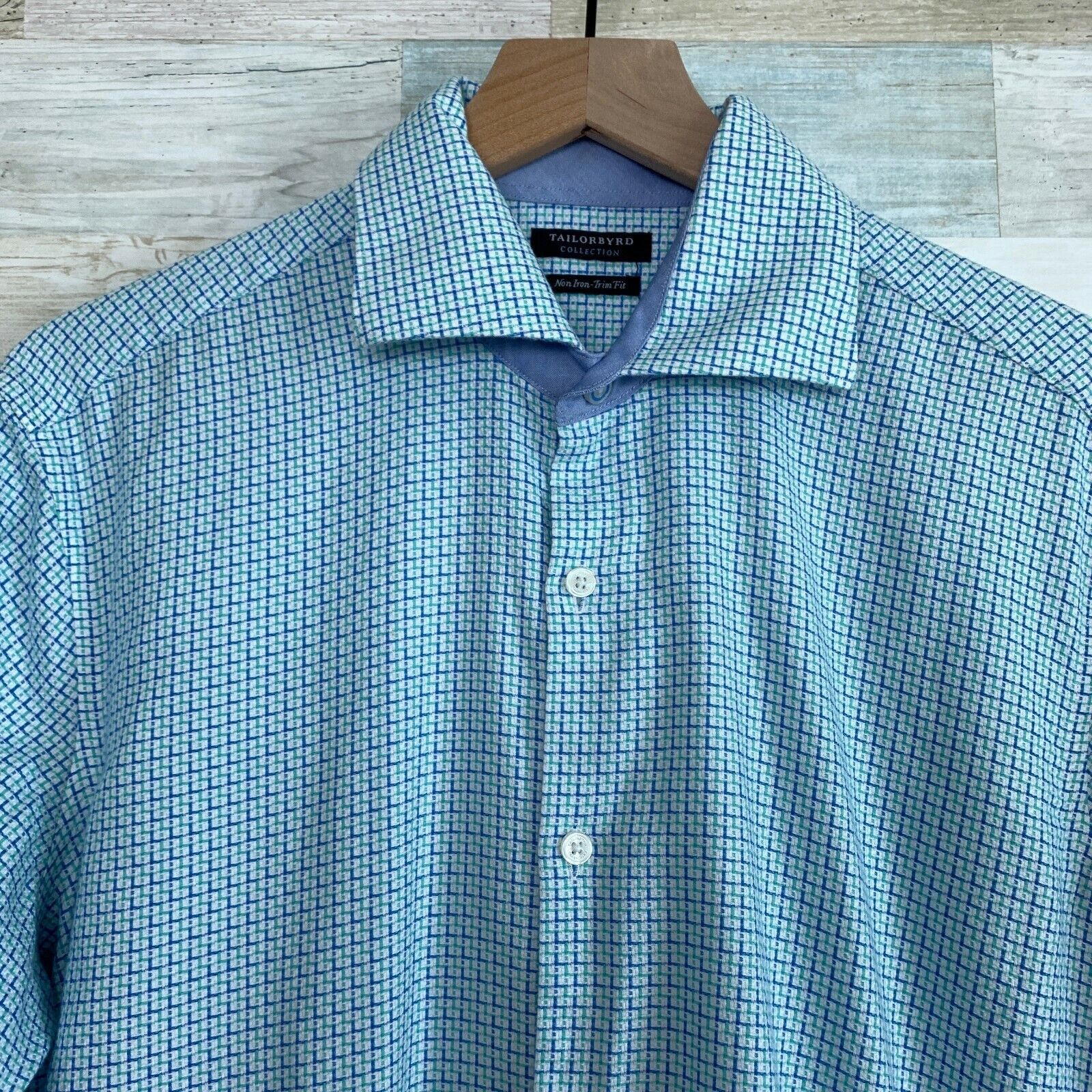 Tailorbyrd TailorByrd Button Front Shirt Blue Trim Mens 15.5 33 Size US M / EU 48-50 / 2 - 2 Thumbnail