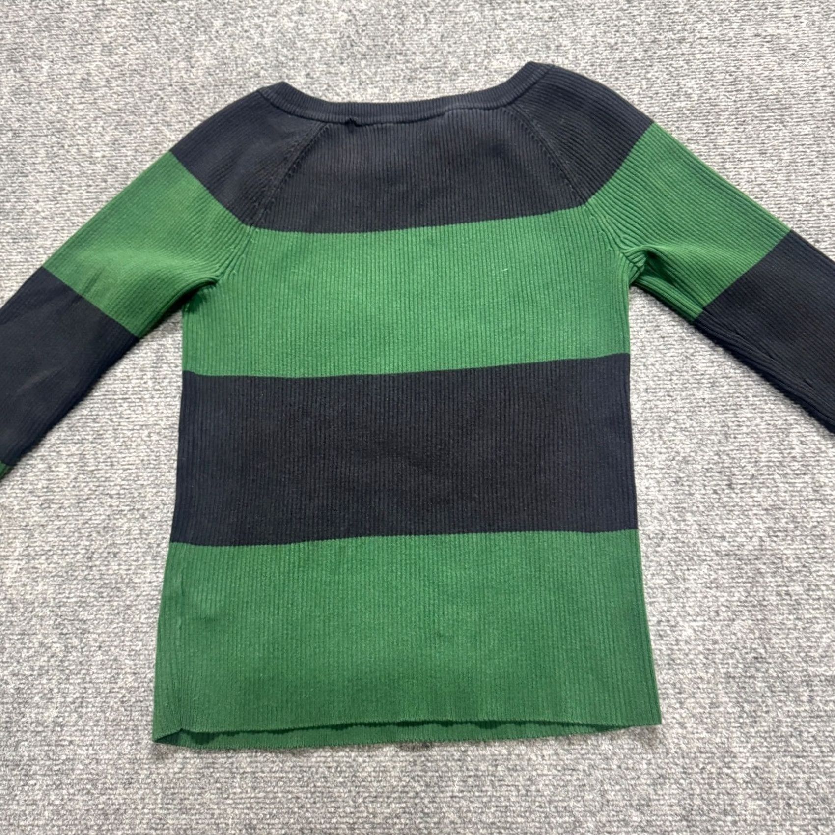 Ralph Lauren Lauren Ralph Lauren Green Black Striped Ribbed Pullover Knit Sweater L Womens Pullover Knit Sweater L Green 90s Y2K Size L / US 10 / IT 46 - 6 Thumbnail