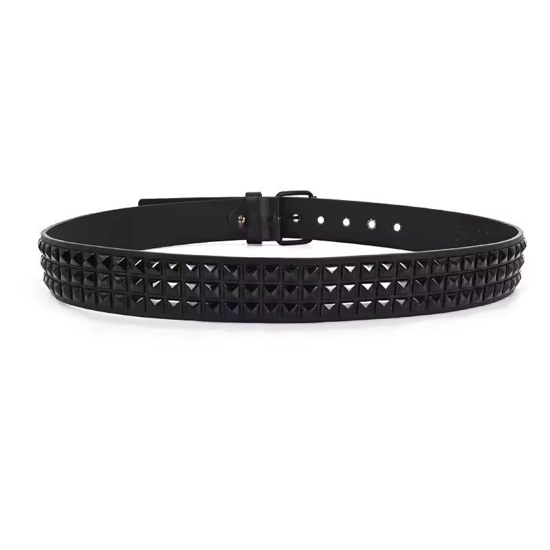 Vintage Y2K emo scene Black on black Studded Belt unisex accessory Size ONE SIZE - 6 Thumbnail