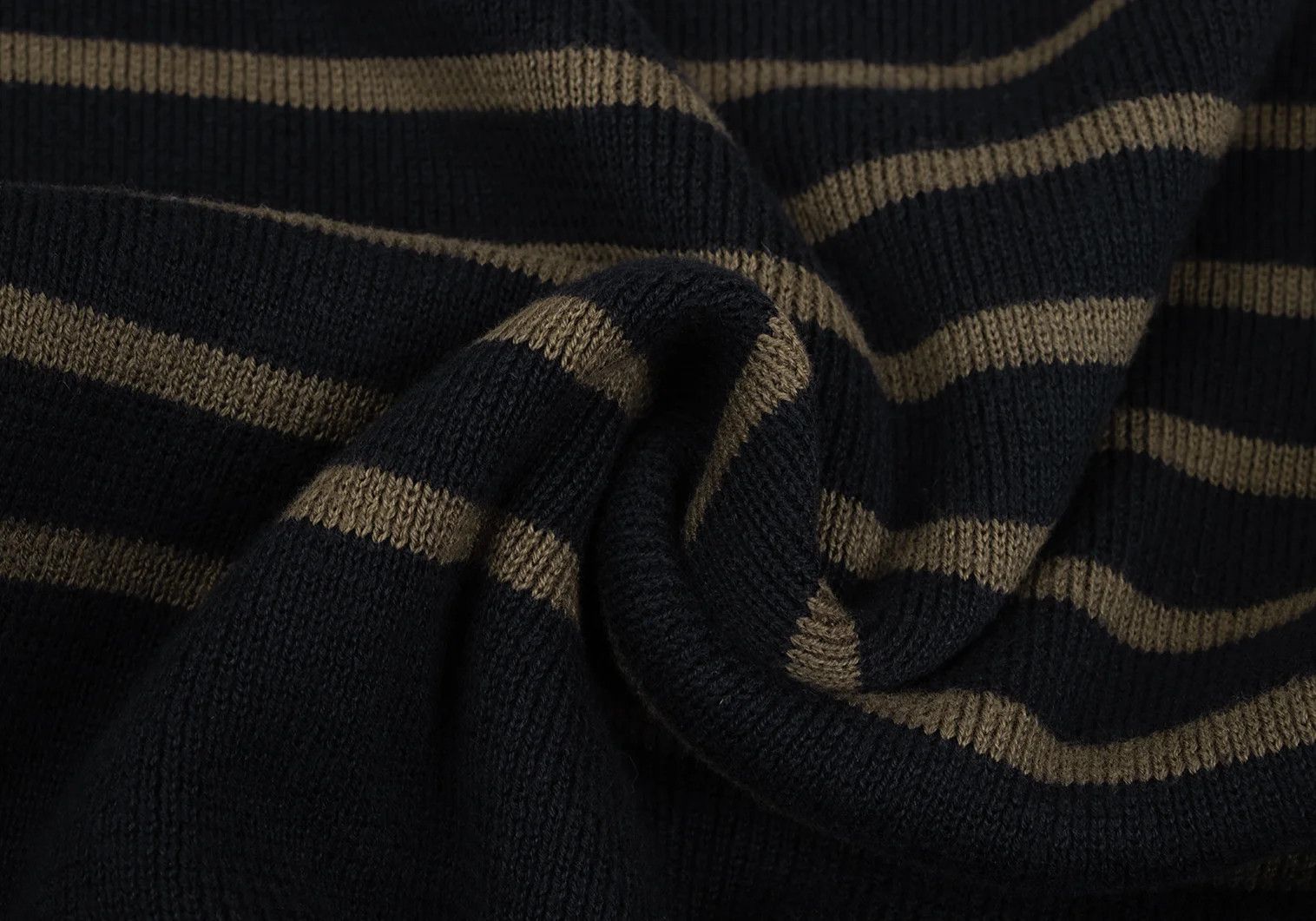 Jean Paul Gaultier Tower Print Striped Knit Sweater in Navy Khaki, Size 48 Size US M / EU 48-50 / 2 - 15 Thumbnail