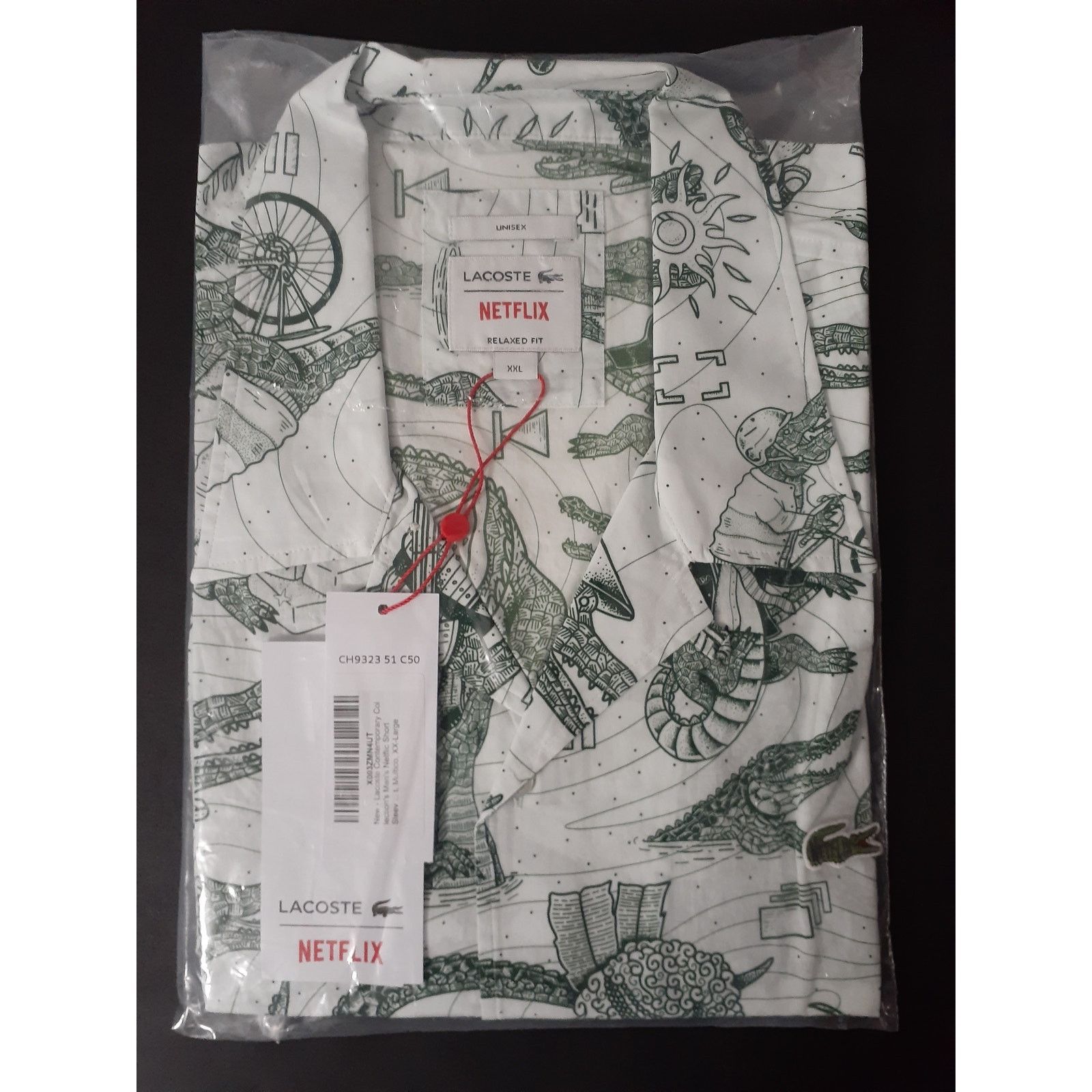Lacoste Lacoste Men's Netflix Short Sleeve Button Down Shirt XXL Size US XXL / EU 58 / 5 - 2 Thumbnail