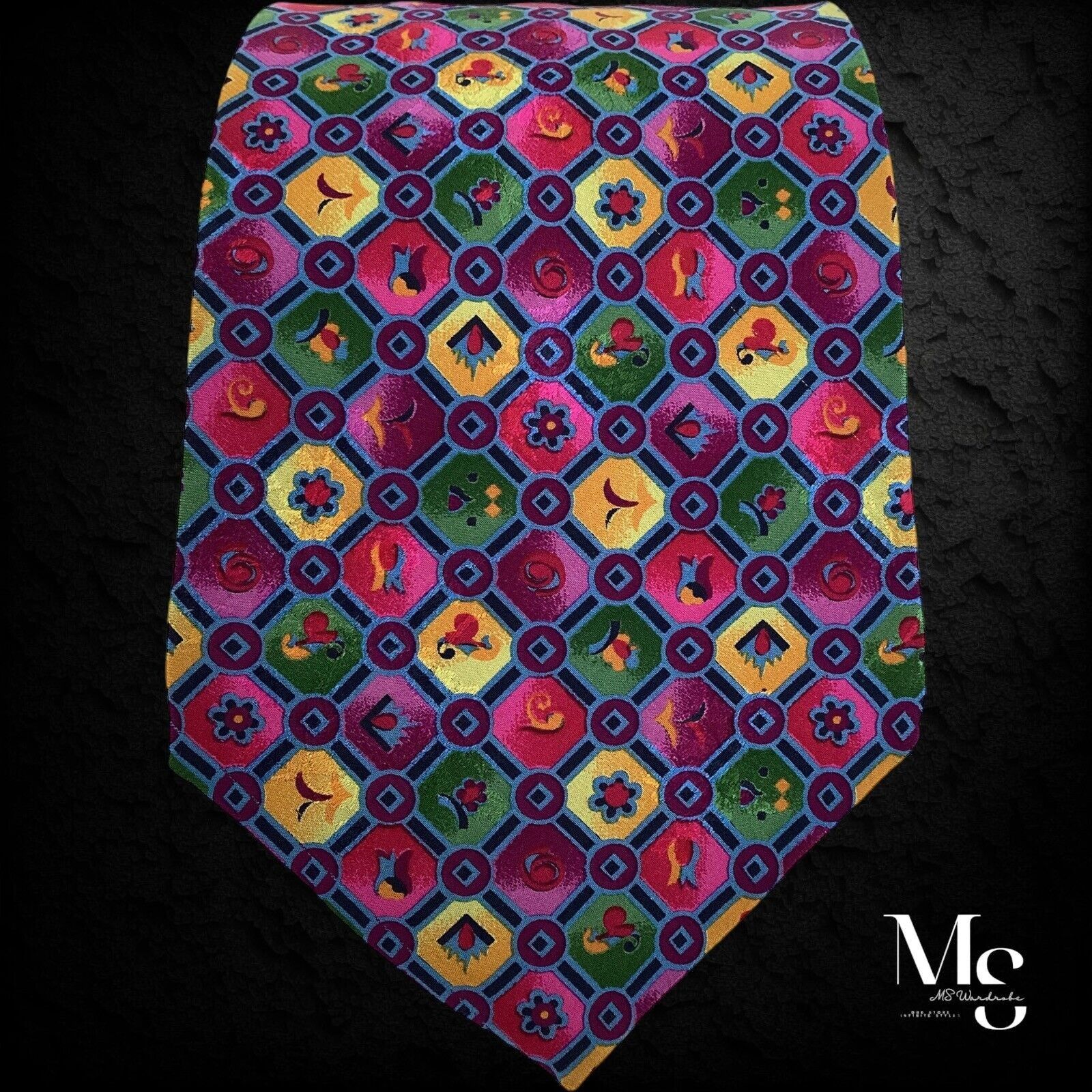 Brioni BRIONI Burgundy Green Geometric Floral Silk Tie H.Made Italy Size ONE SIZE - 5 Thumbnail