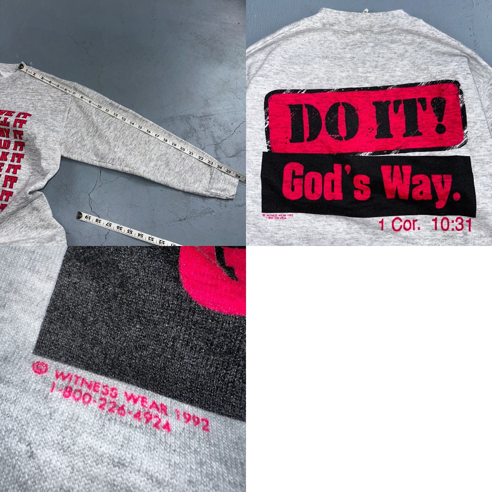 Vintage VINTAGE Witness Wear Sweatshirt Do It Gods Way 90s Gray Crewneck Long Sleeve Men's M 90s Graphic Print Jesus Prayer Love VTG Size US M / EU 48-50 / 2 - 8 Thumbnail
