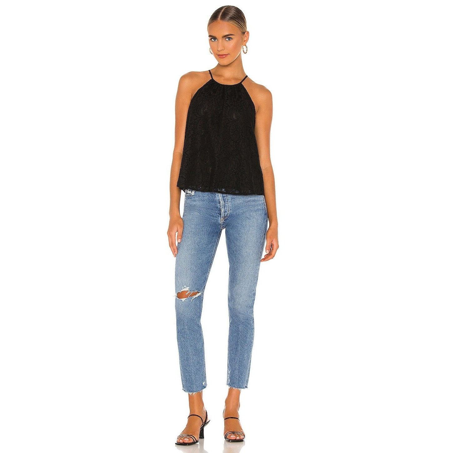 REVOLVE 1. State Black Lace Halter Top Size XS / US 0-2 / IT 36-38 - 9 Thumbnail