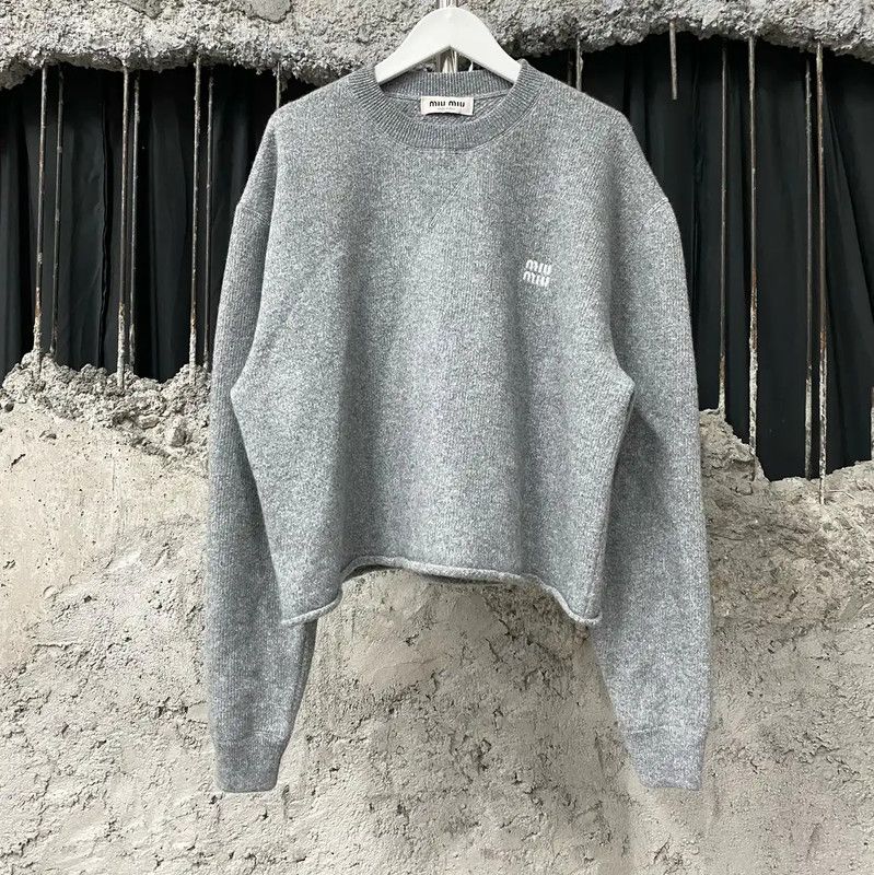 Miu Miu Miu Miu Gray Women's Pullover Sweater 0089 Size ONE SIZE - 1 Thumbnail