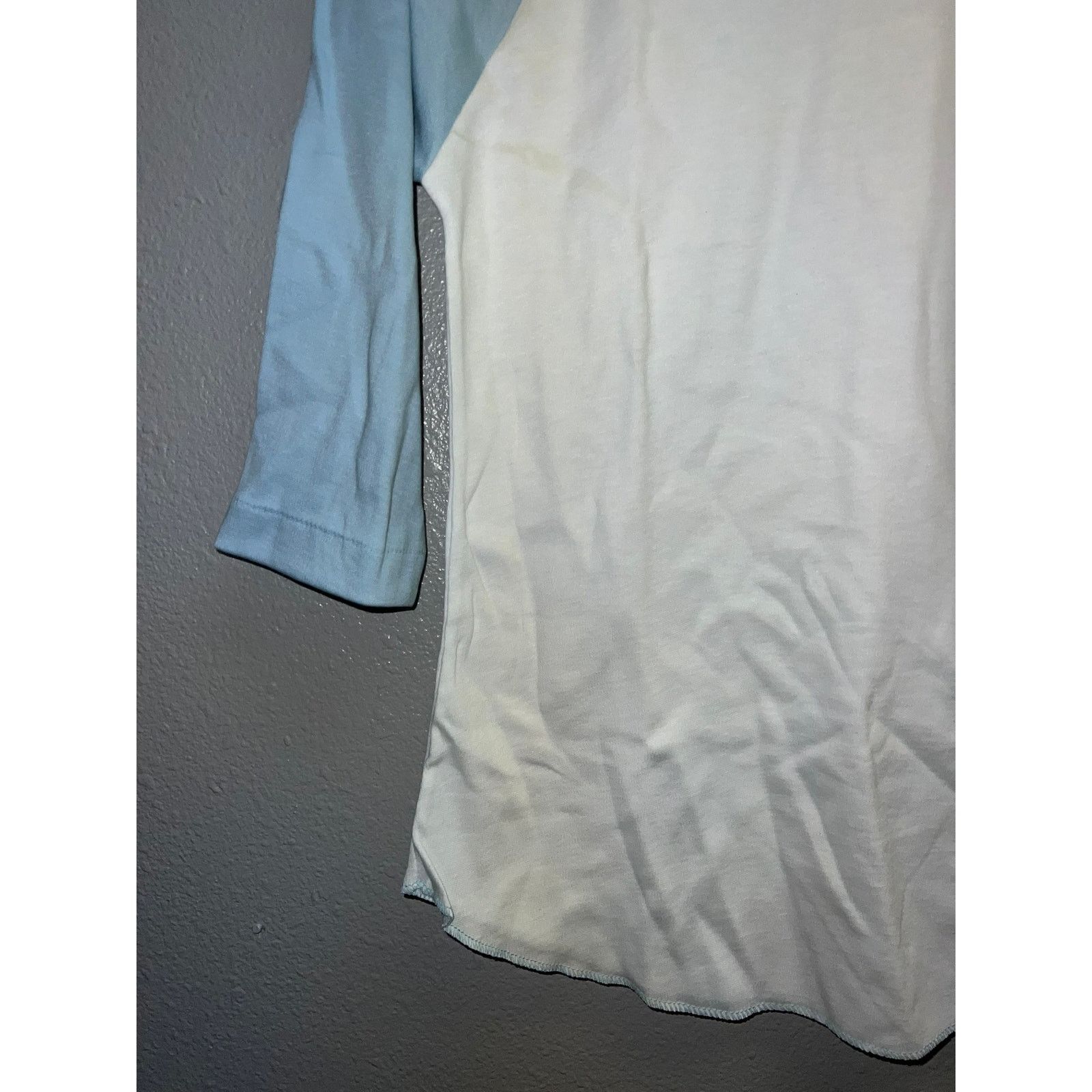 Vintage 80s Women's Lucky Star White Blue Raglan Shirt Top Women M Size M / US 6-8 / IT 42-44 - 4 Thumbnail