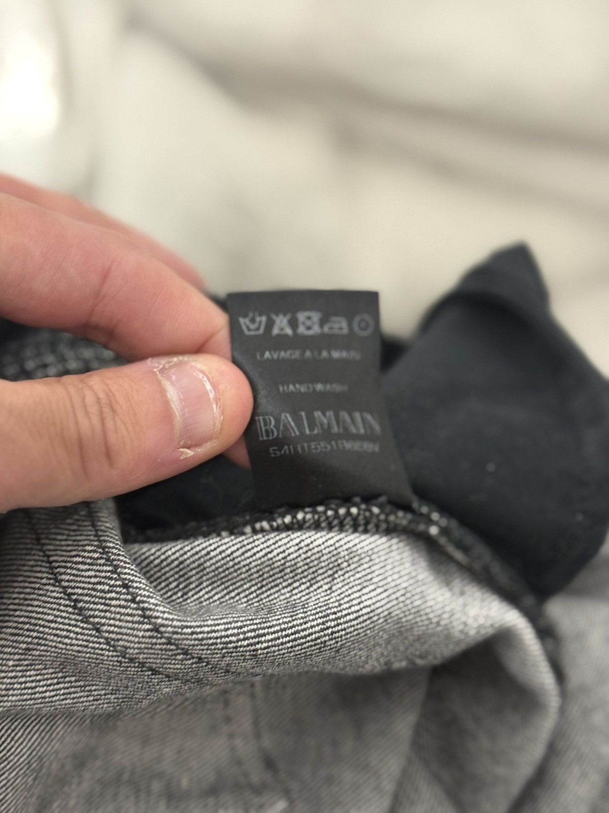 Balmain Distressed Black Biker Denim Size US 33 - 9 Thumbnail