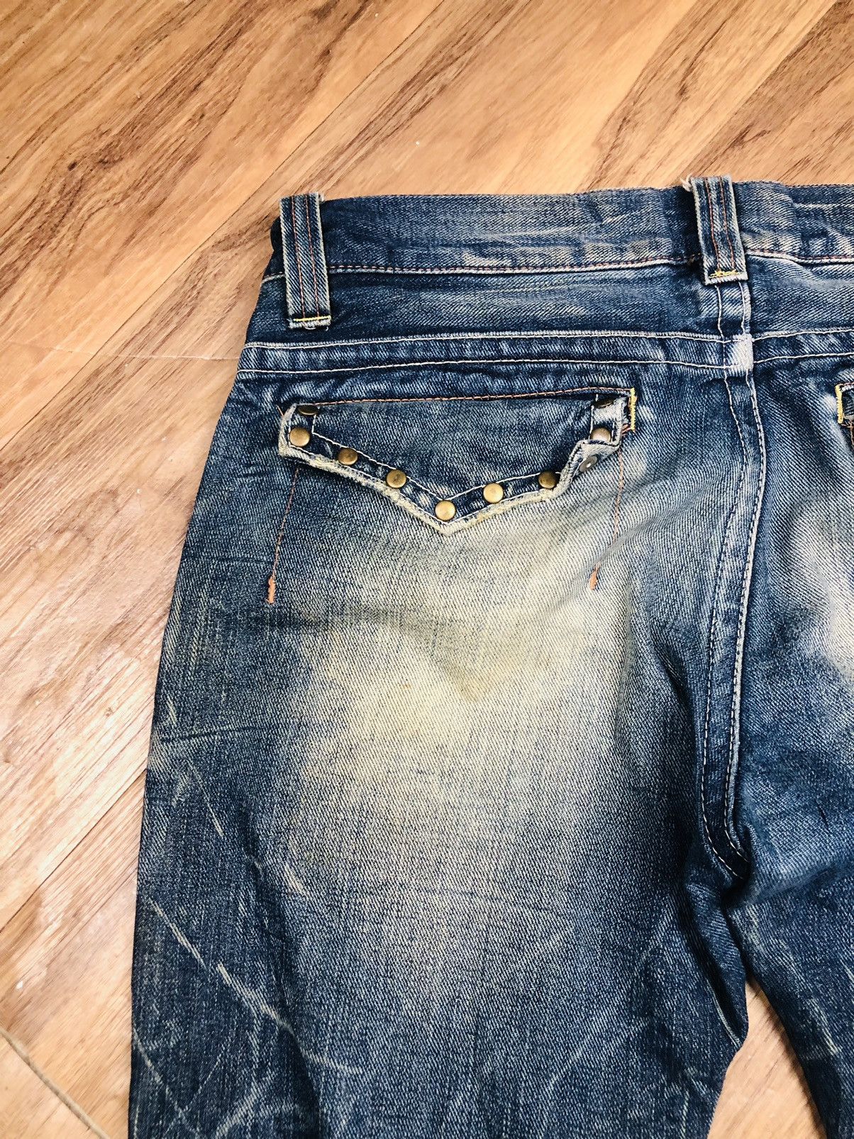 If Six Was Nine Rock Wood Distress Jeans (36) Size US 32 / EU 48 - 14 Thumbnail