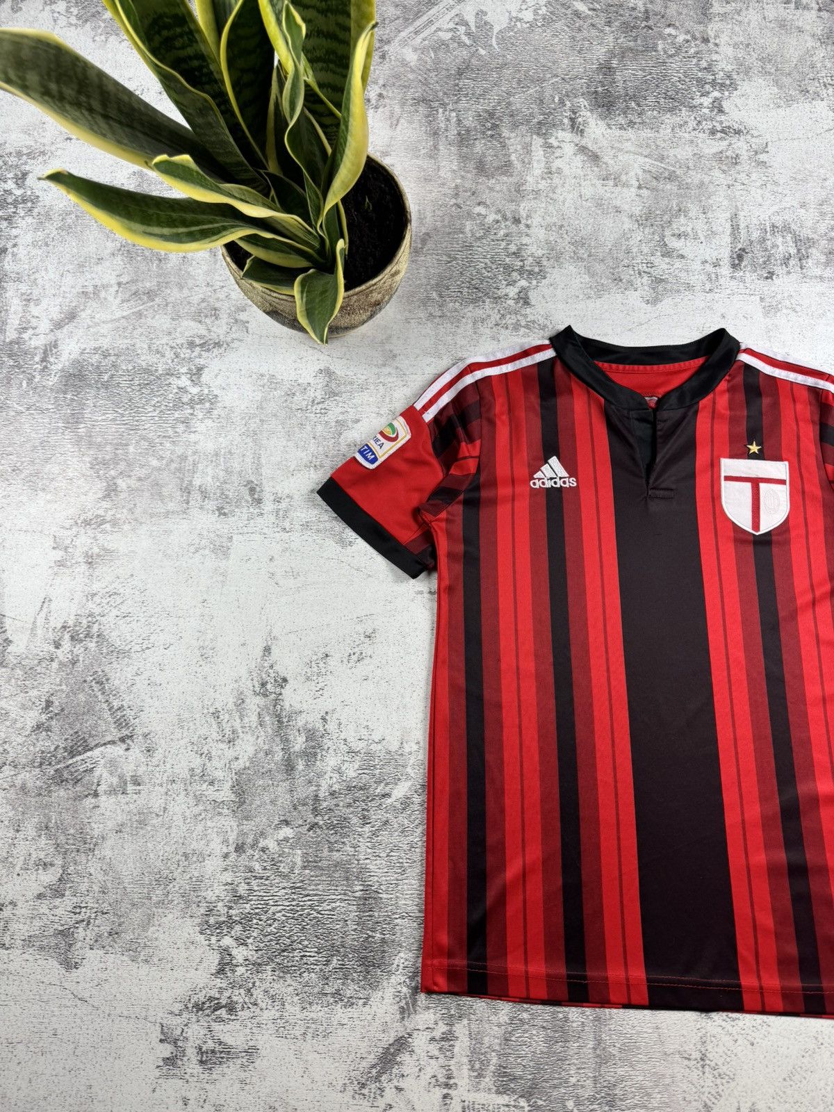 Adidas AC MILAN Adidas 2014/2015 Serie A Red Home Soccer Football T Shirt Jersey Kit Size US S / EU 44-46 / 1 - 2 Thumbnail