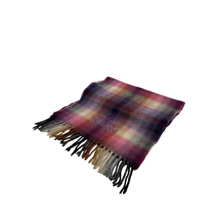 Vivienne Westwood VW Embroidery Logo & Script Beautiful Shadow Plaid Scarf Size ONE SIZE - 1 Thumbnail
