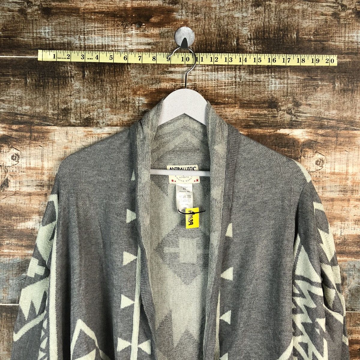 Japanese Brand Anti Ballistic navajo art Grey Cardigan Knitwear #A1839 Size US M / EU 48-50 / 2 - 4 Thumbnail