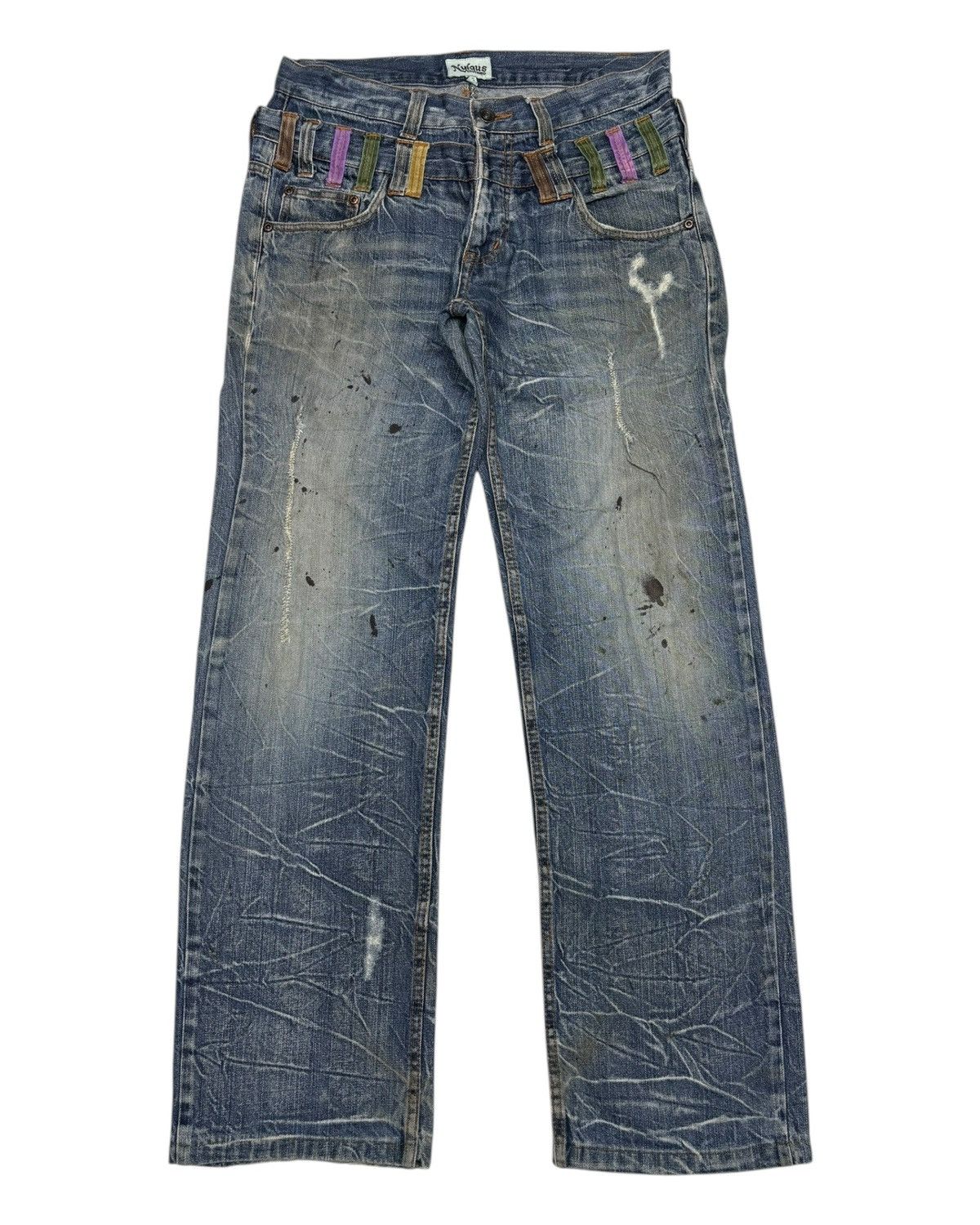 Other 🔥NYLAUS Clothing DOUBLE WAIST Punk Distressed Denim Jeans Size US 32 / EU 48 - 7 Thumbnail
