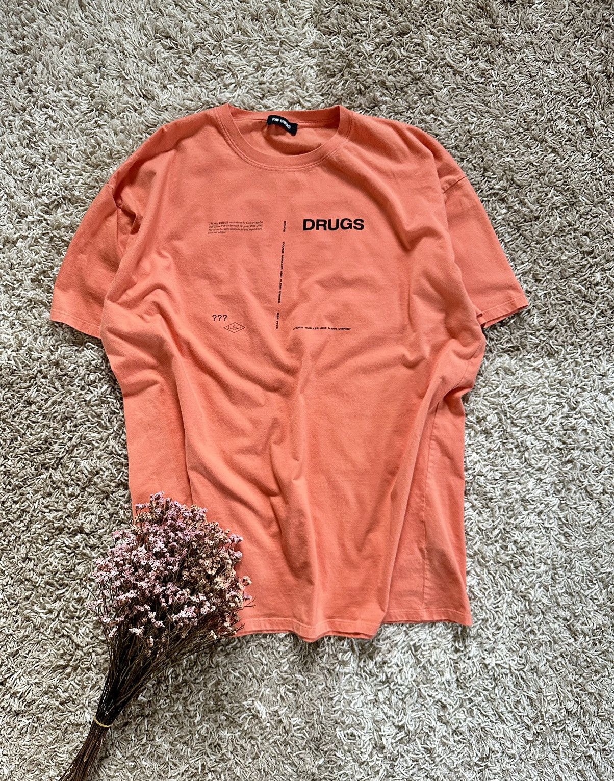 Image of Archival Clothing x Raf Simons Drugs Tee Archive Fw 18/19 Fashion Week 18/19 in Orange (Size 2XL)