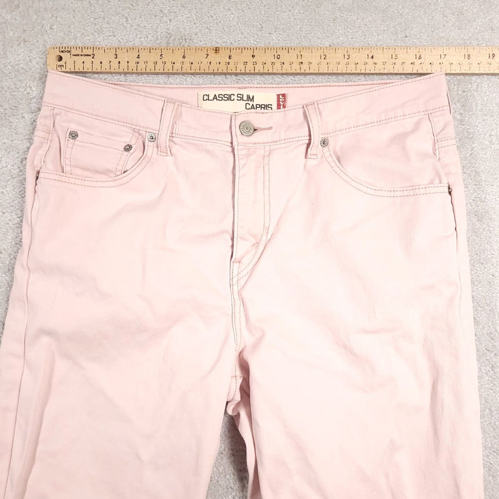 Levi's Levi's Classic Slim Capris Womens 18 Pink Stretch Cropped Pants Casual Summer Capris Slit Pockets Logo Button Denim Cotton Spandex Slim Size 28" / US 6 / IT 42 - 7 Thumbnail