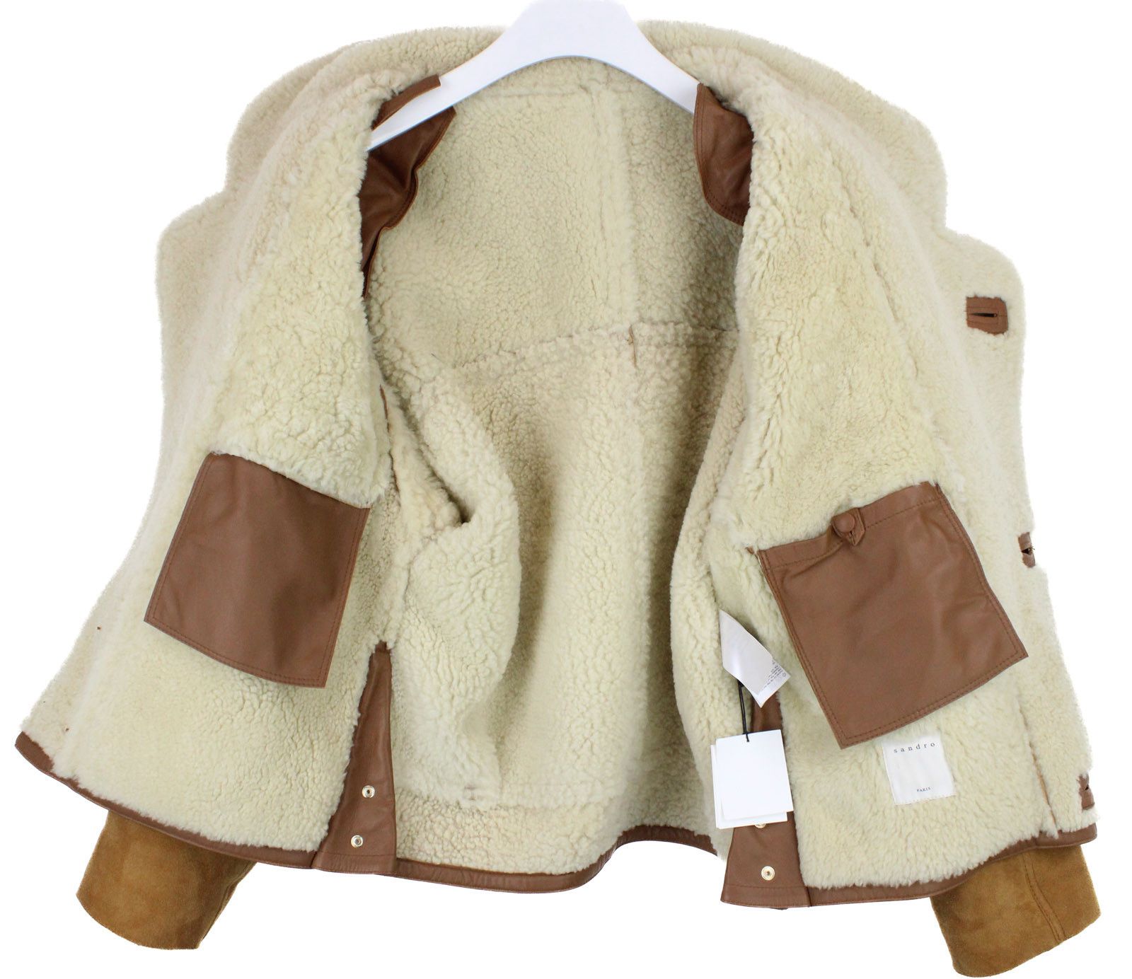 Sandro SANDRO Royal Jacket Women's MEDIUM Shearling Button Up Polo Size M / US 6-8 / IT 42-44 - 4 Thumbnail