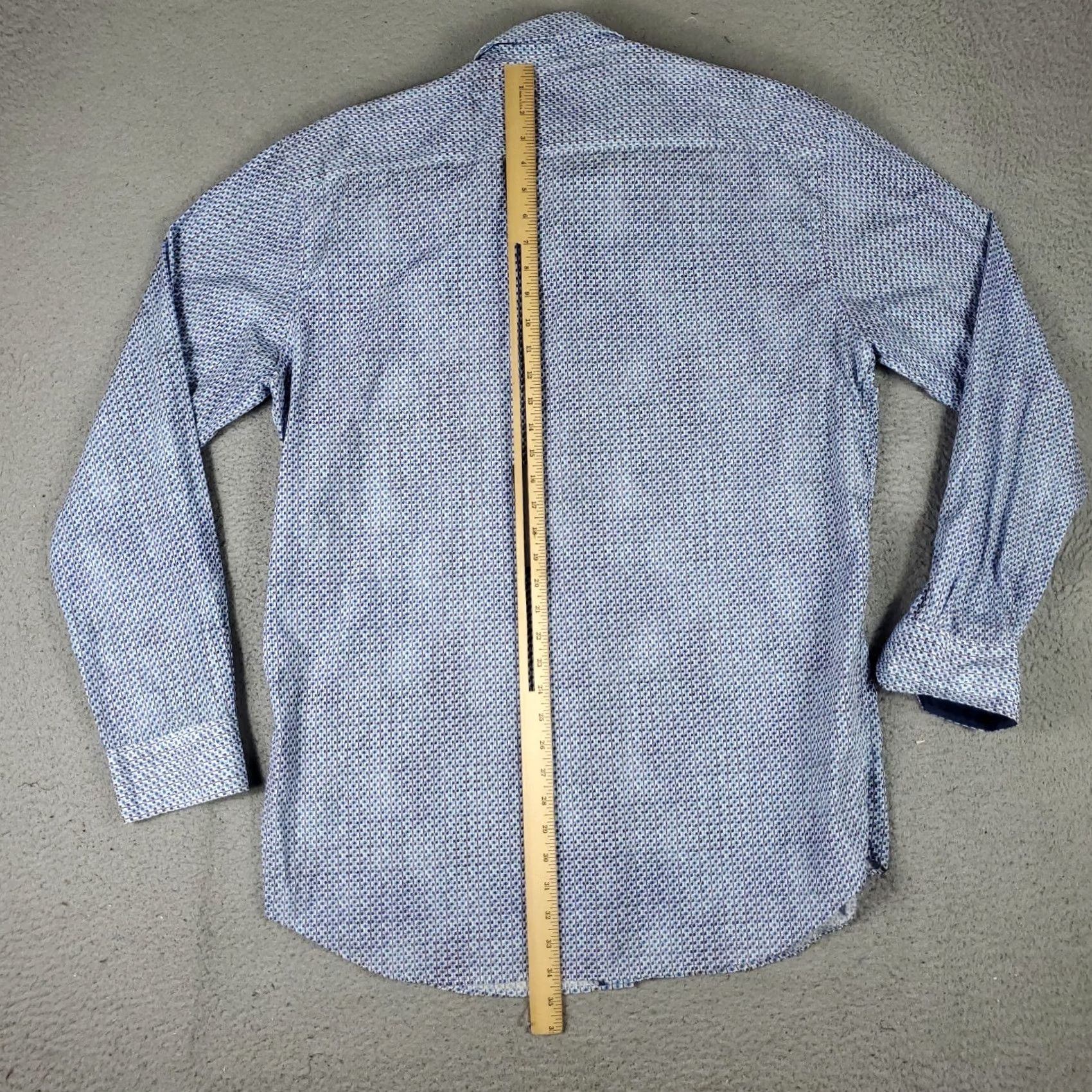 BUGATCHI Bugatchi Uomo Shirt Mens 2XL Blue Plaid Button-Up Long Sleeve Geometric Pattern Casual Formal Workwear Size US XXL / EU 58 / 5 - 3 Thumbnail