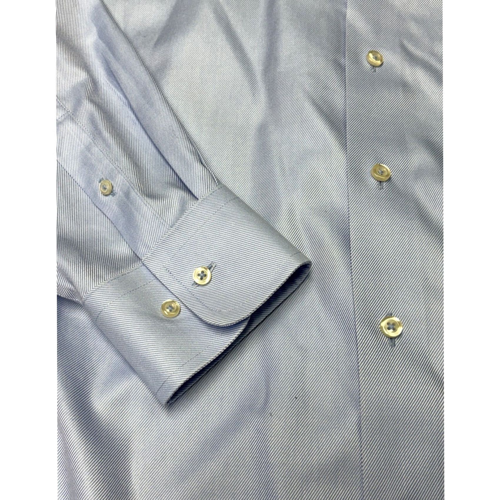 David Donahue David Donahue Dress Shirt Blue Twill Non-Iron Slim 17.5 32/33 Mens Shirt Size 48R - 3 Thumbnail