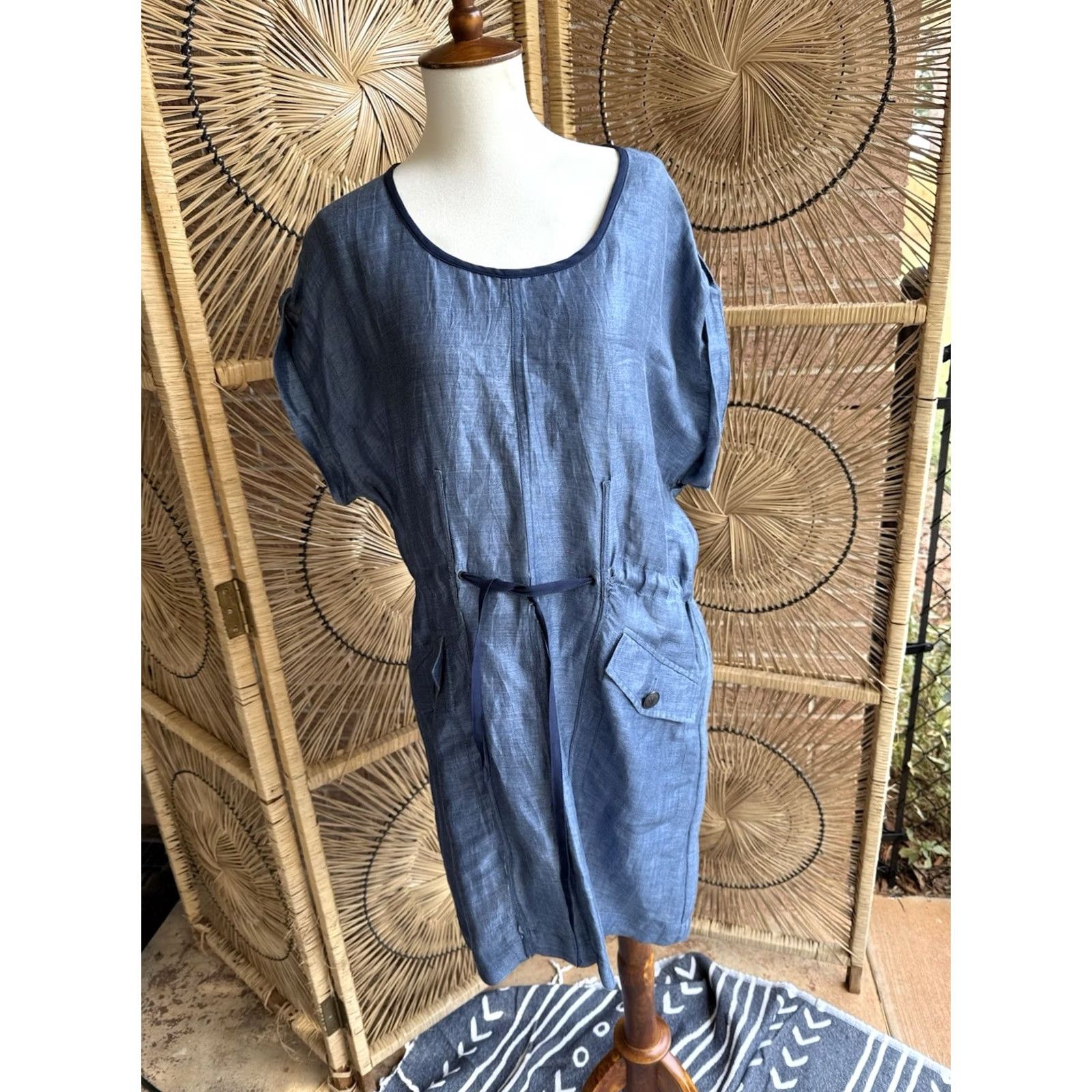 Rag & Bone rag & bone Dress Shirt Dress Linen Silk Blend Denim Color Size 4 Blue Knee Length Womens Size S / US 4 / IT 40 - 3 Thumbnail