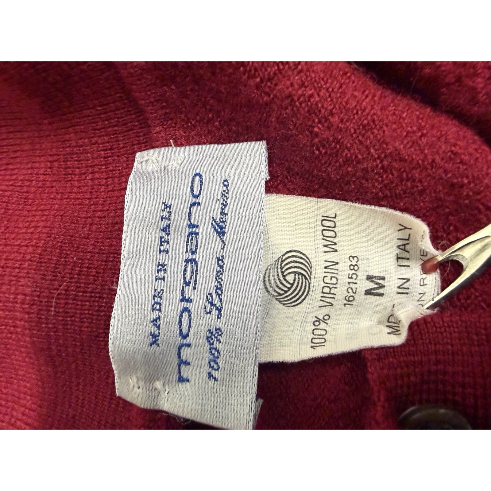 Vintage Morgano Sweater Mens Medium Red Pure New Wool Pullover Knit Collared Button Italy | Knit Style: Tight-Knit | Solid Pattern - Shirt? Size US M / EU 48-50 / 2 - 3 Thumbnail