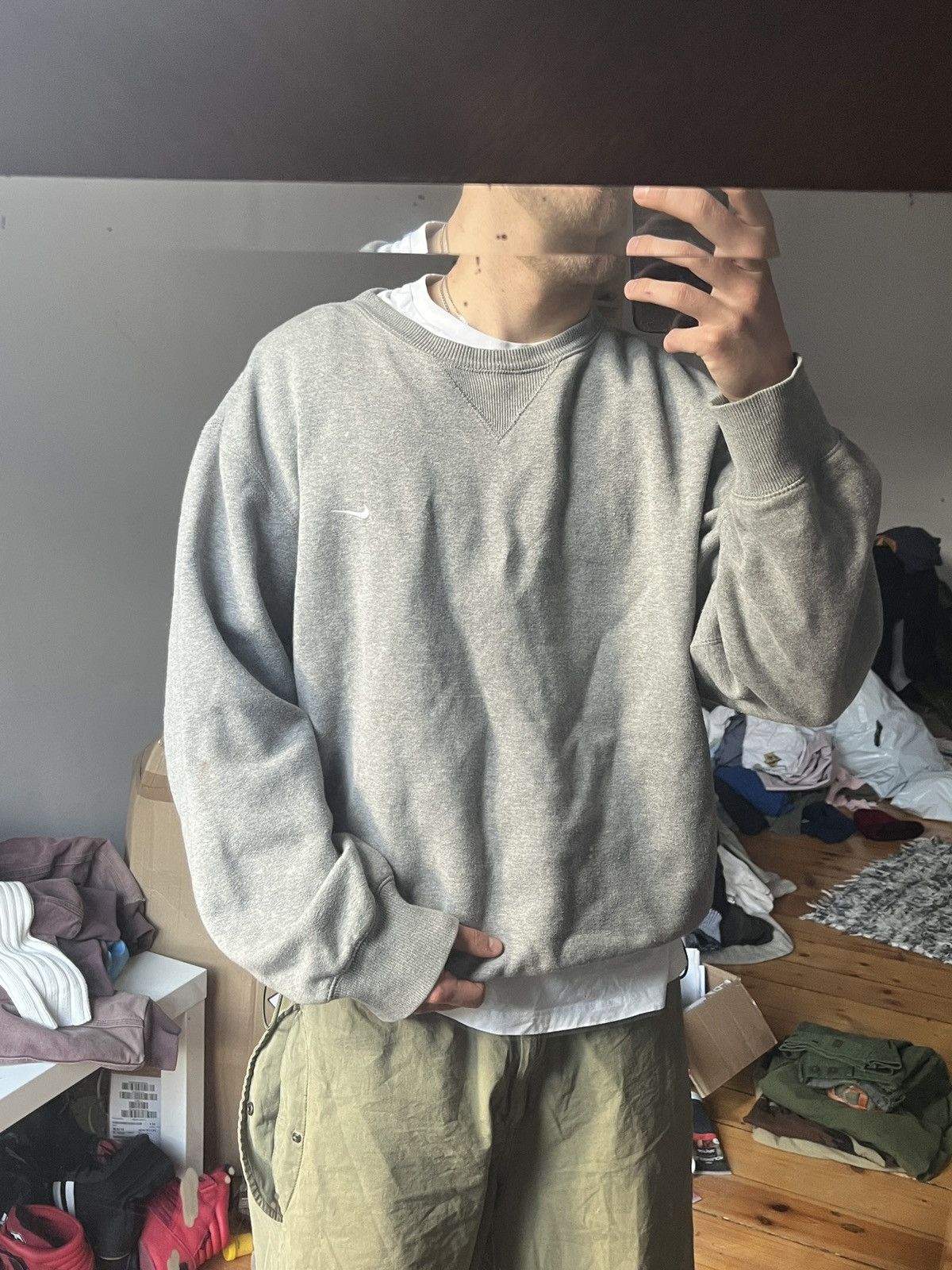 Nike × Vintage Vintage Nike 90s Small logo crewneck longsleeve Size US XL / EU 56 / 4 - 1 Thumbnail