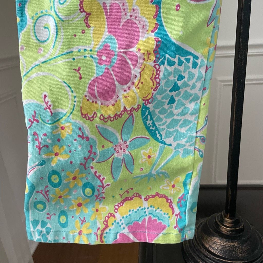 Lilly Pulitzer Lilly Pulitzer White Label Southern Belle Peacock Print Crop Size 30" / US 8 / IT 44 - 8 Thumbnail