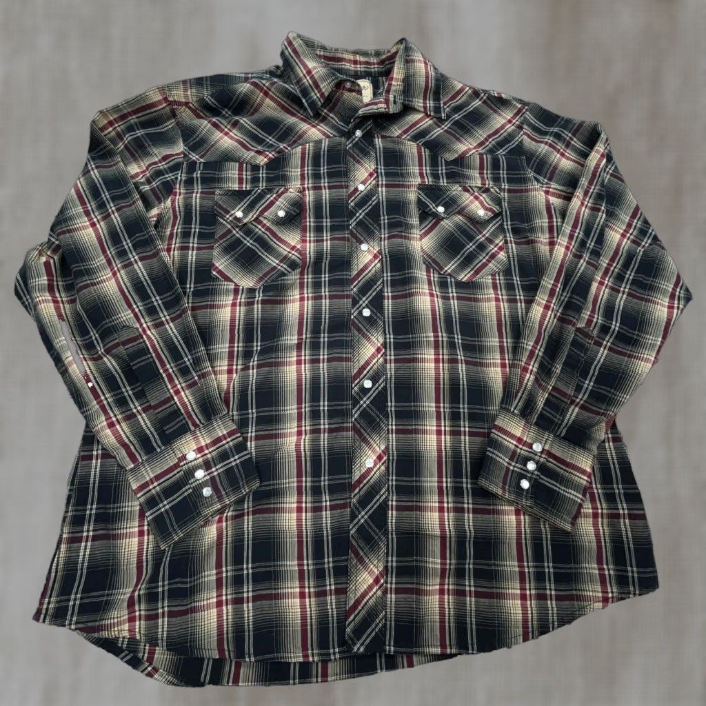 Wrangler VINTAGE Wrangler Western Shirt Men XL Black Tan Plaid Pearl Snap Cowboy Yoke Rodeo Size US XL / EU 56 / 4 - 1 Thumbnail