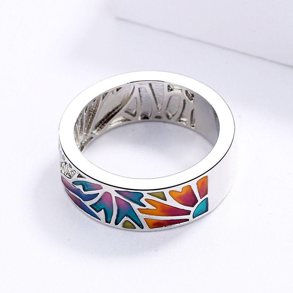 Jewelry Sun Shape Handmade Enamel Ring Size ONE SIZE - 2 Thumbnail