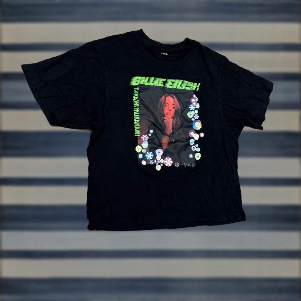 Uniqlo Billie Eilish Takashi Murakami T-Shirt Graphic Tee Y2K Floral Men’s Large Uniqlo Crew Neck Short Sleeve Multicolor Cotton Blend Graphic Print Mens Tee Size US L / EU 52-54 / 3 - 1 Thumbnail