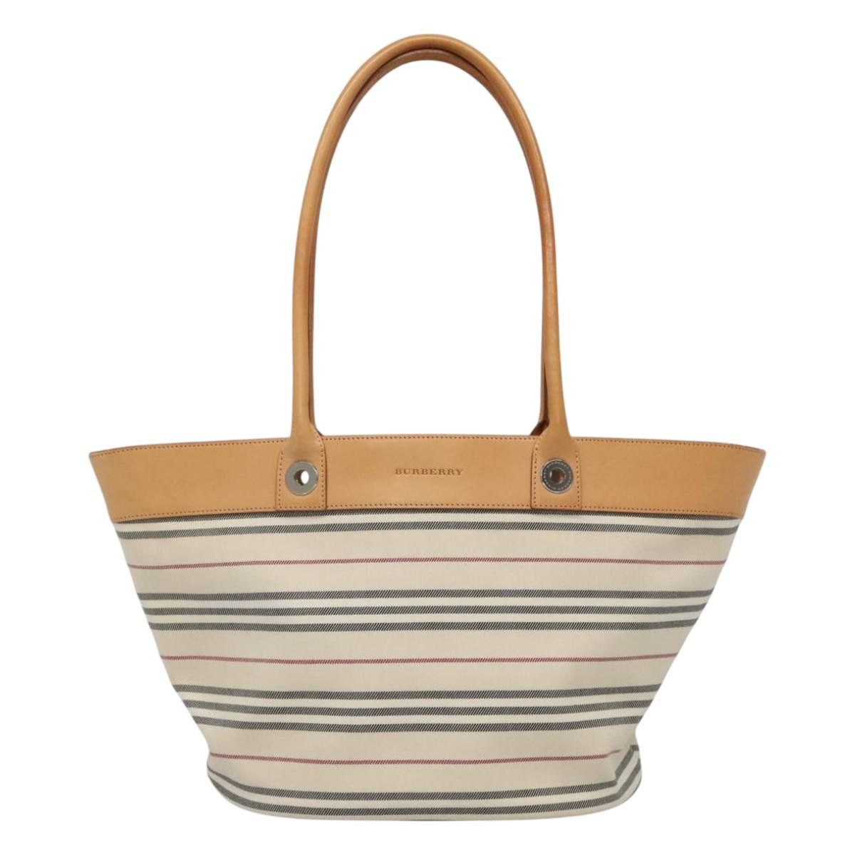 Burberry Nova Check White Canvas Tote Bag (Pre-Owned) Size ONE SIZE - 1 Thumbnail
