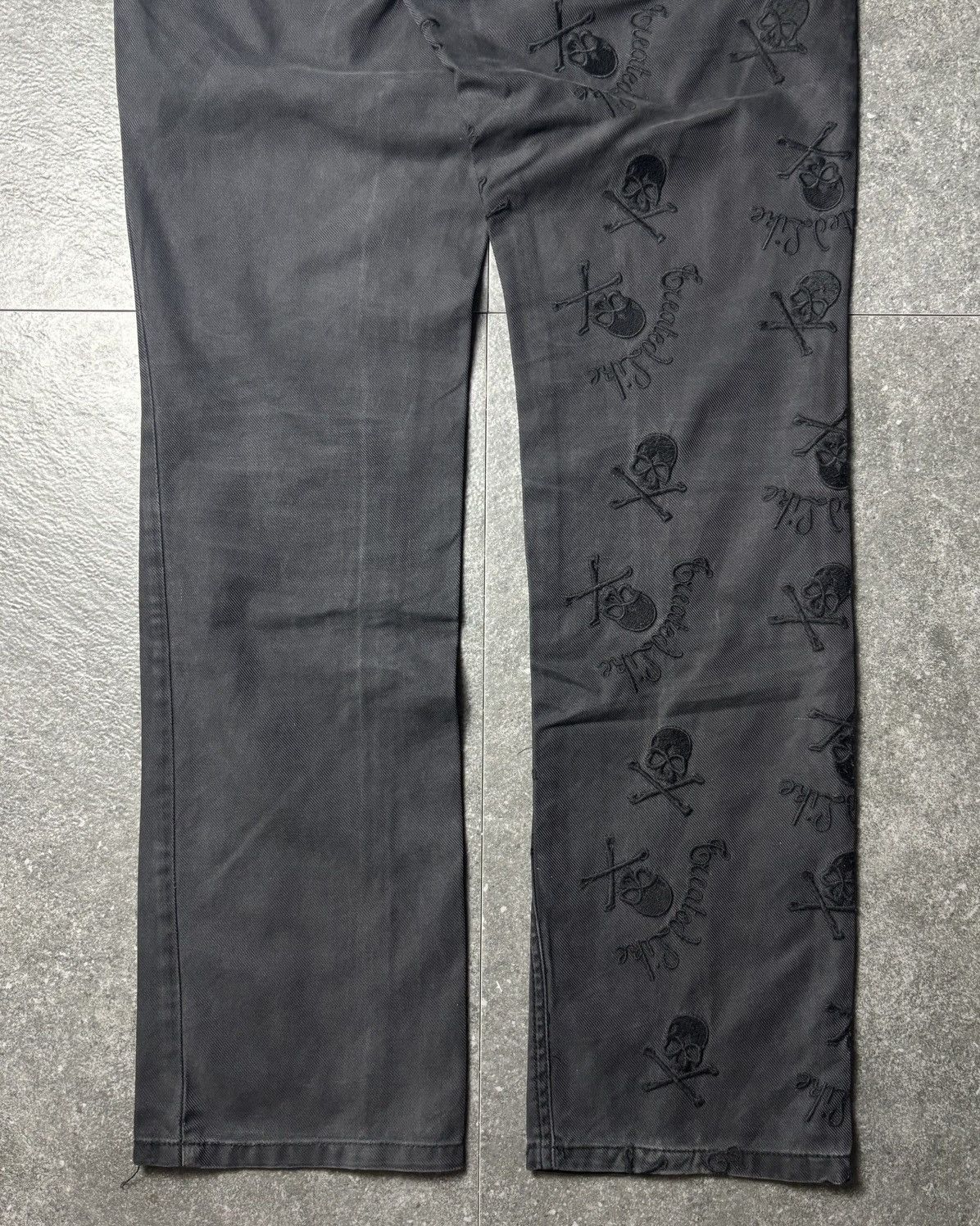 If Six Was Nine 2000s Semantic Design Vkei Skull Poem Faded Pants Size US 30 / EU 46 - 4 Thumbnail
