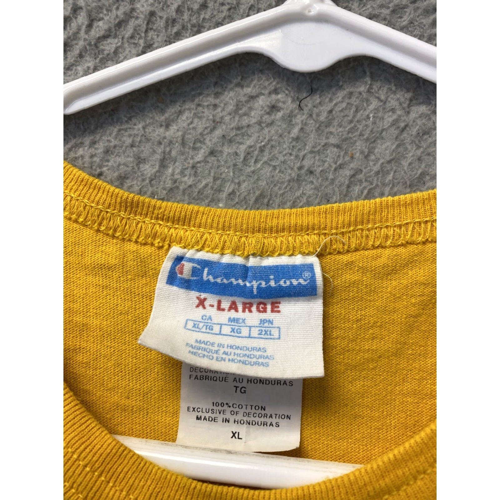 Champion Champion Shirt Men XL Short Sleeve Embroidered Logo Yellow /70-50 Canvas Cotton Modern Sports Logo Men Size US XL / EU 56 / 4 - 3 Thumbnail
