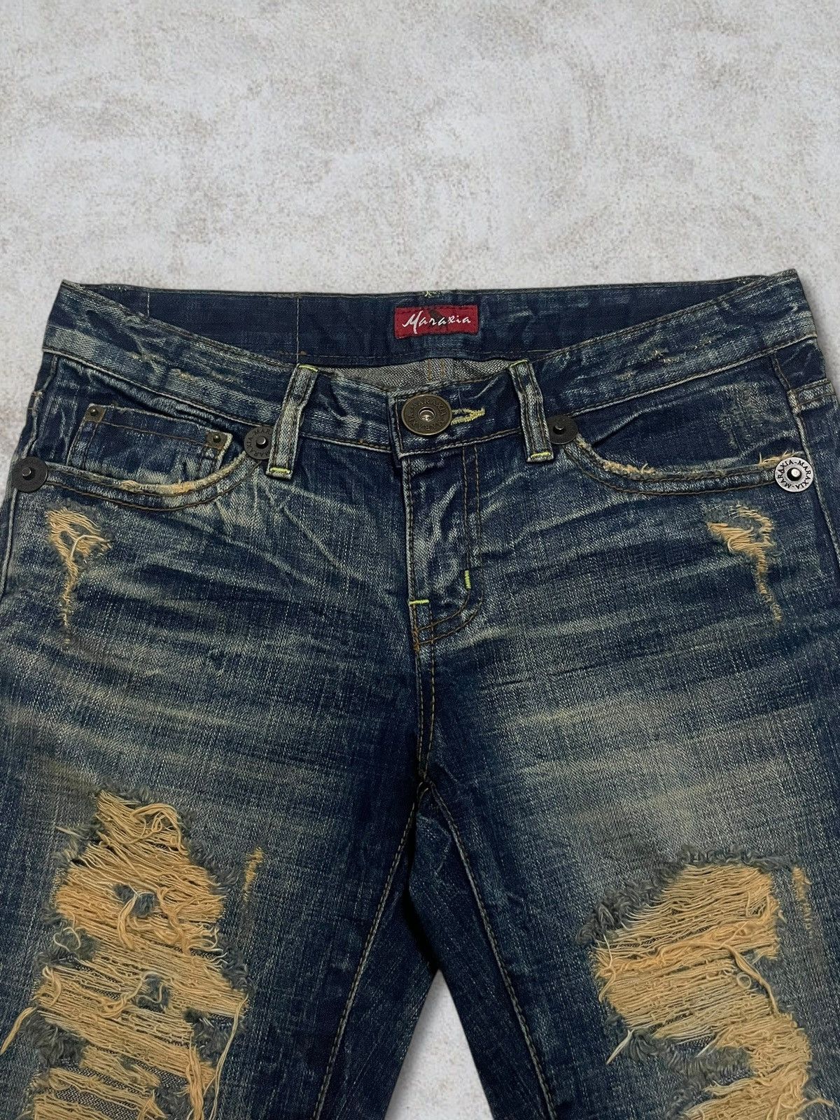 GOSTAR DE FUGA Maraxia Mudwash Distressing Flared Cracked Design Denim Size 25" / US 0 / IT 36 - 11 Thumbnail