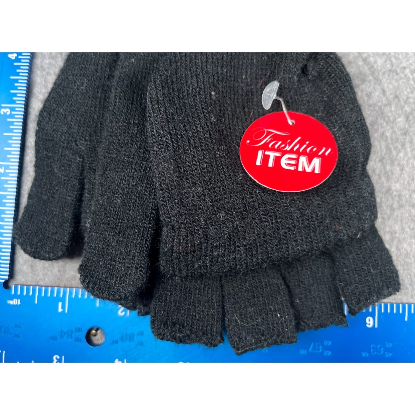 Vintage Winter Basics Women Gloves One Size Black Acrylic Knit Fingerless NEW Size ONE SIZE - 2 Thumbnail