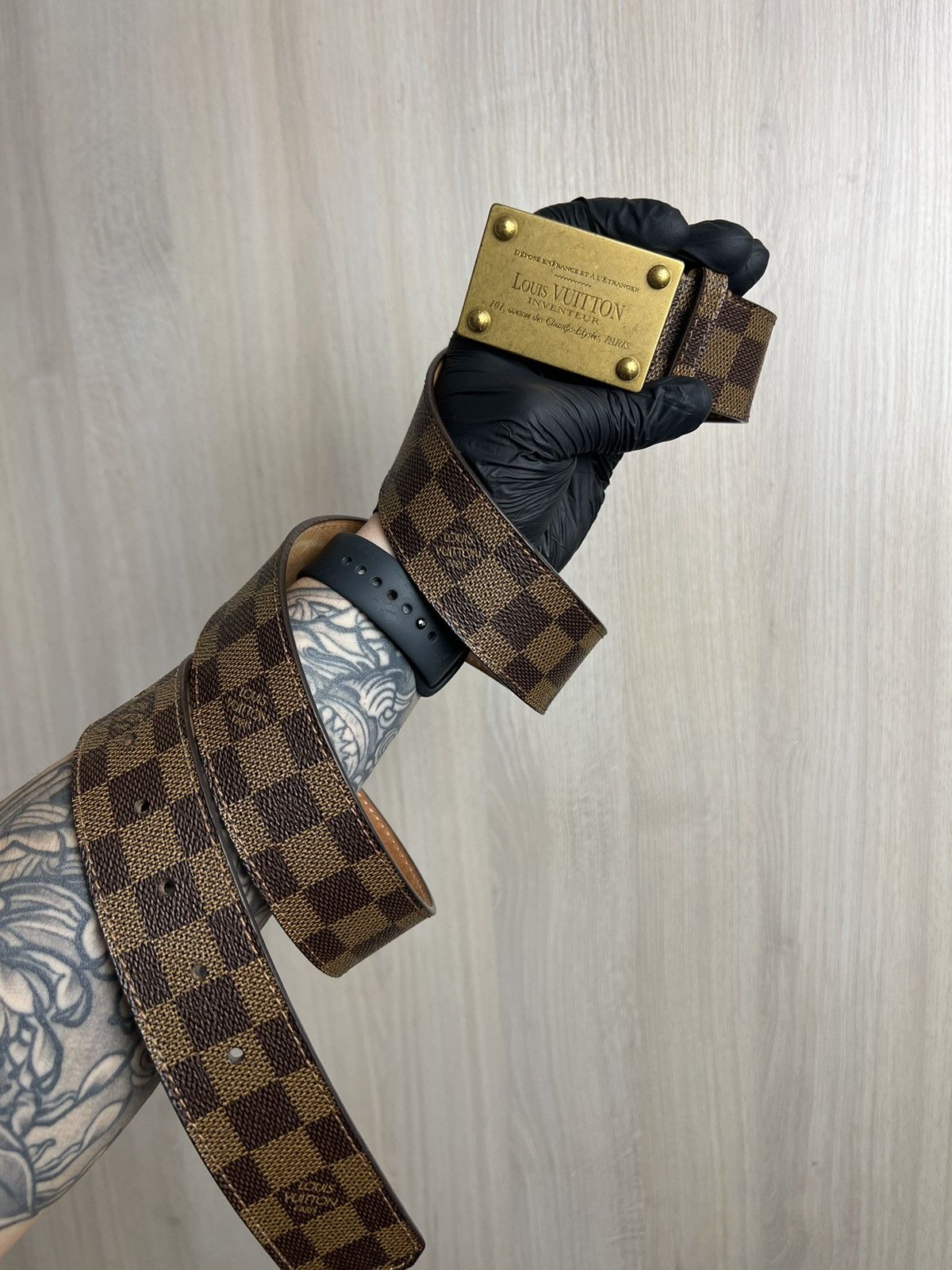 Vuitton Inventeur Belt Damier Buckle LOUIS VUITTON DAMIER GRAPHITE