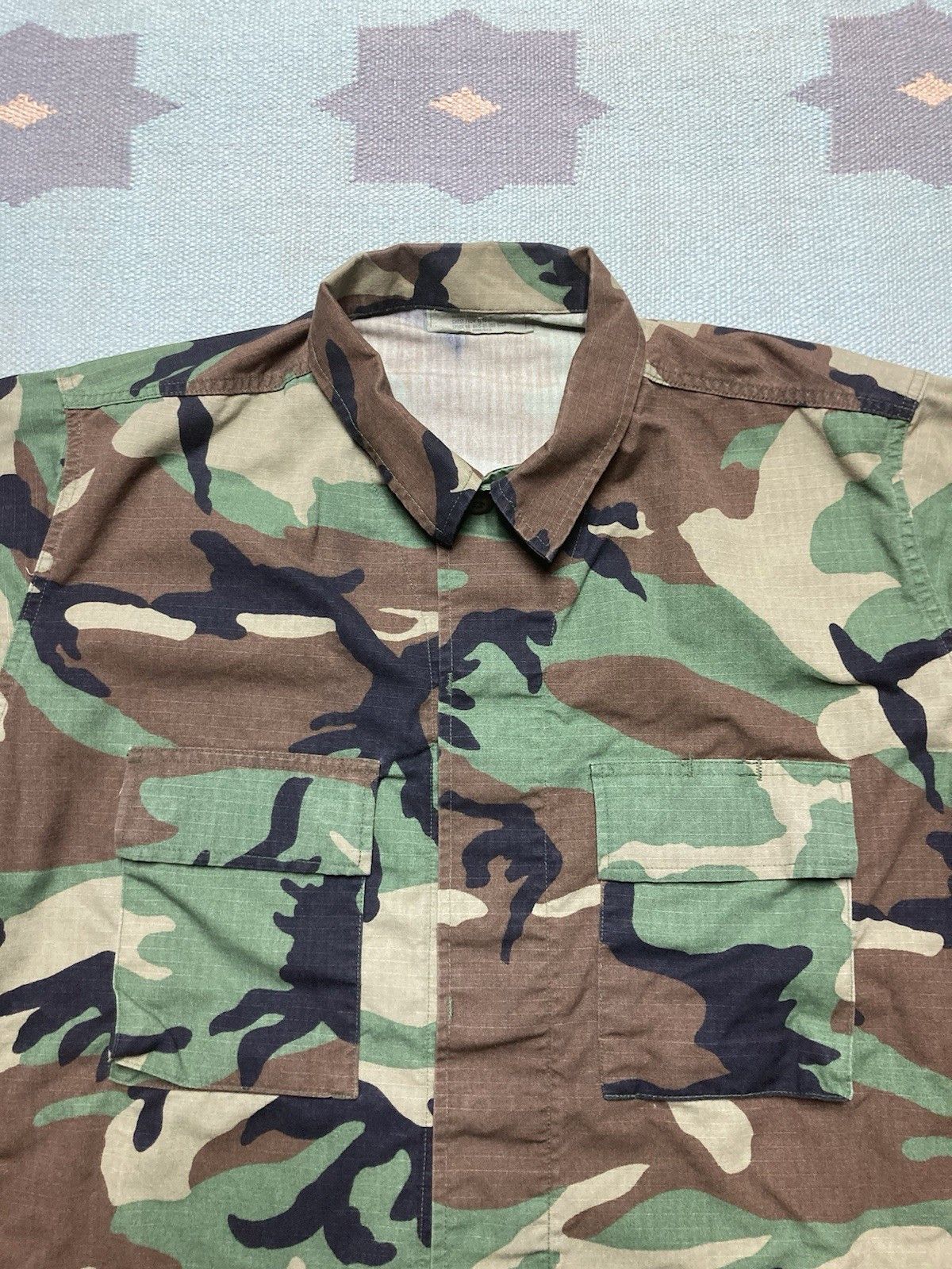 Vintage woodland camo military coat jacket hot weathr ripstop army L Size US L / EU 52-54 / 3 - 4 Thumbnail