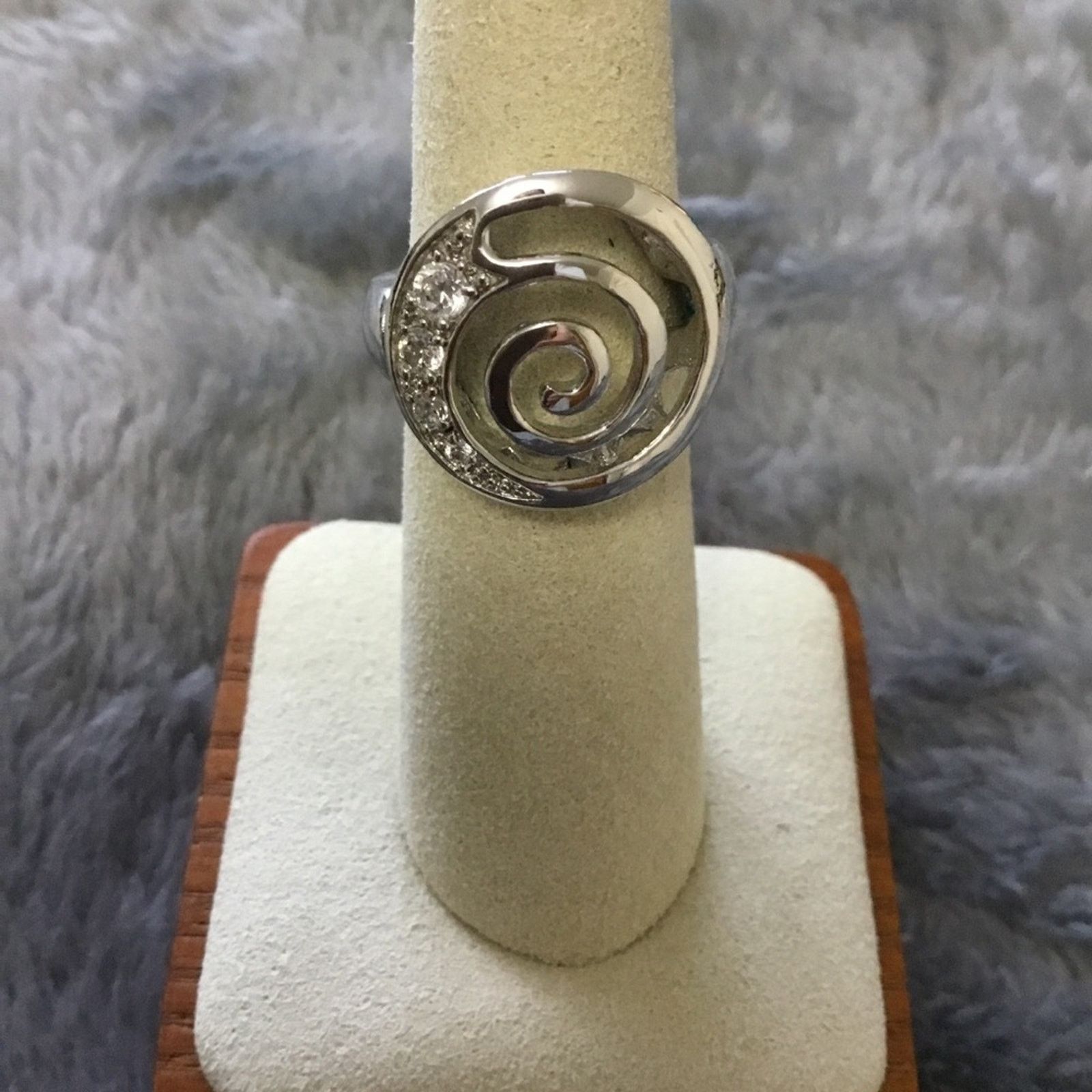 Other Silver Spiral Crystals Ring Size ONE SIZE - 2 Thumbnail