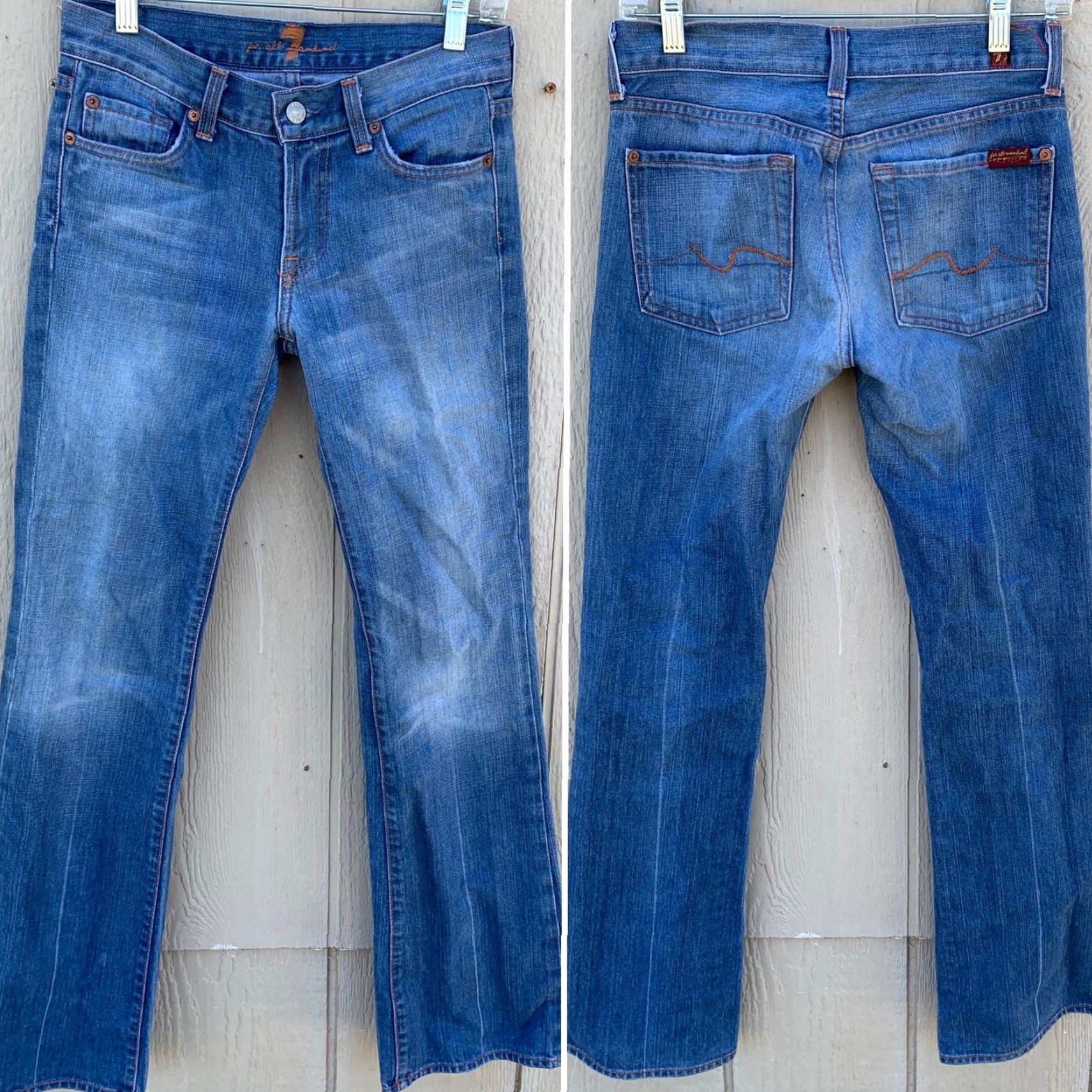 7 For All Mankind VINTAGE 7 For All Mankind Bootcut Jeans Made In USA 100% Cotton Size 26 Women Blue Denim Distressed Size 26" / US 2 / IT 38 - 2 Thumbnail