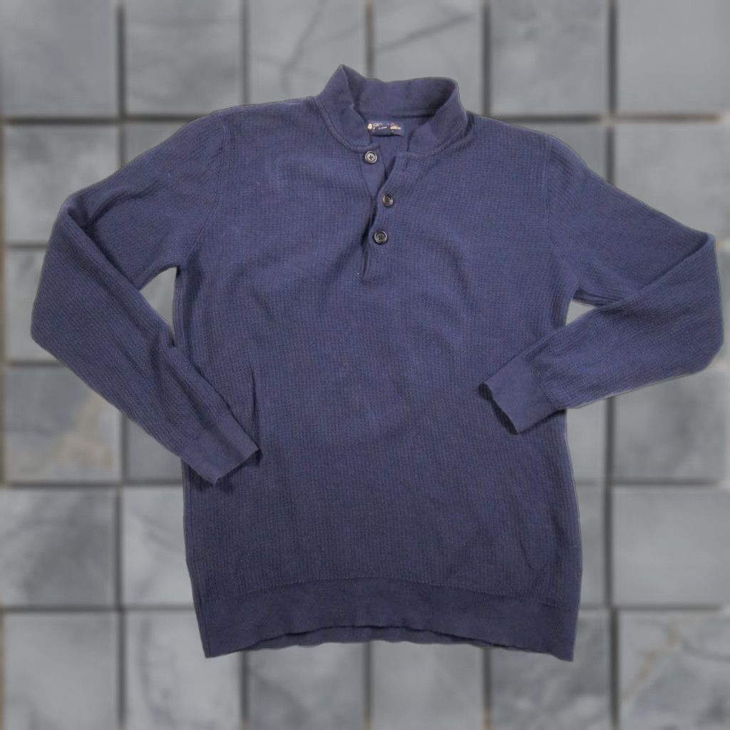 Brooks Brothers VINTAGE Brooks Brothers Sweater Shirt Mens Large Blue Henley Knit Pullover Cotton Wool Preppy All Seasons Regular" Size US L / EU 52-54 / 3 - 1 Thumbnail