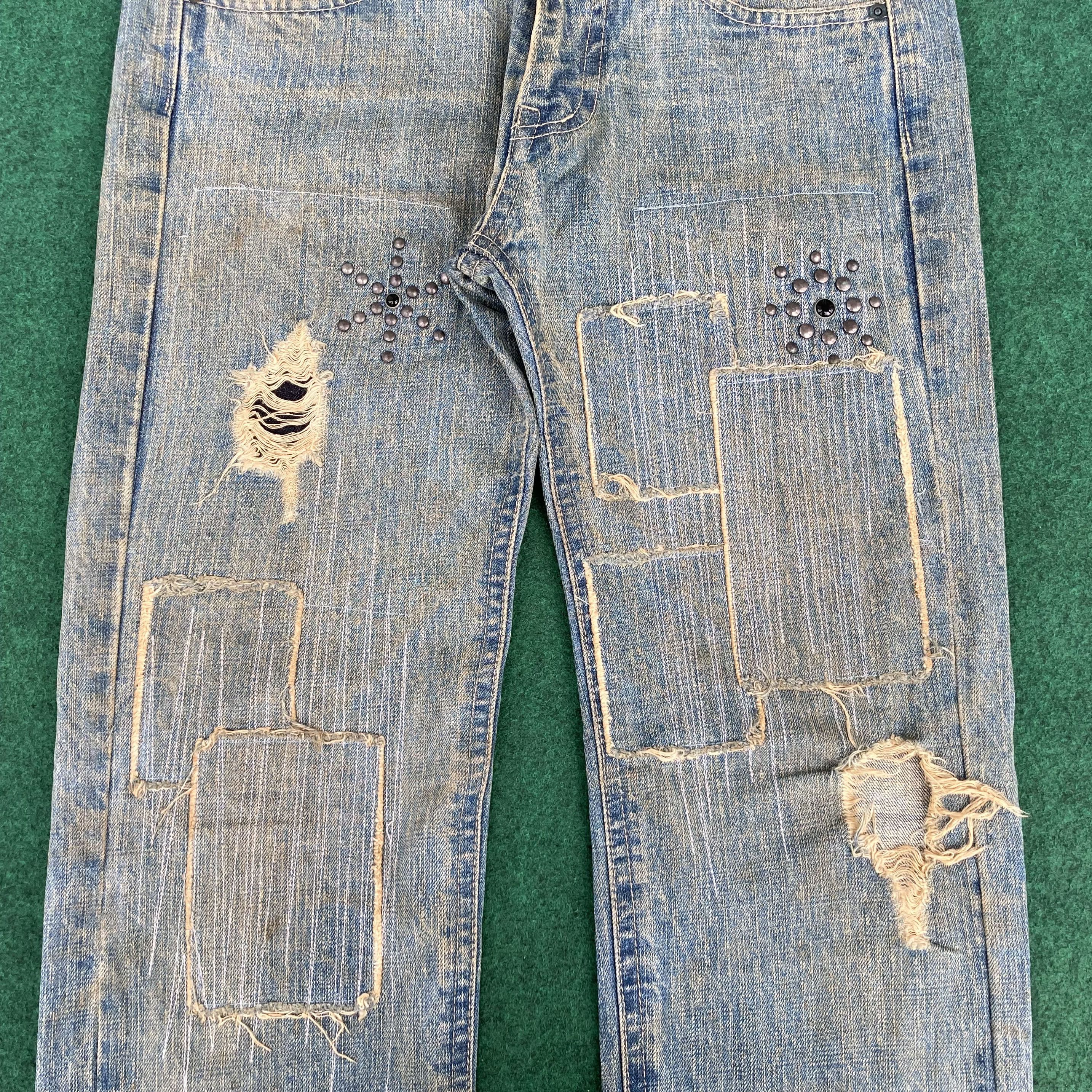 Japanese Brand × Seditionaries Vtg No Concept But Good Sense Patchwork Studded Jeans Size US 34 / EU 50 - 7 Thumbnail