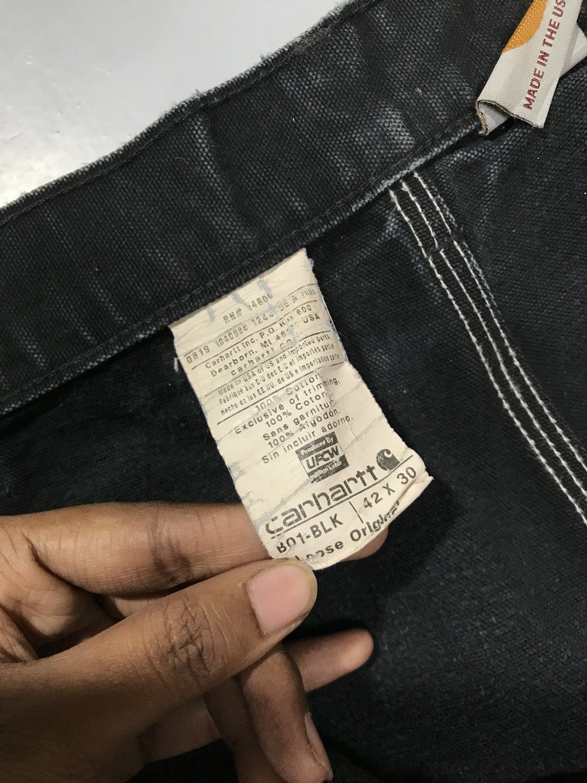 Carhartt Vintage carhartt B01 BLK double knee repaired denim Size US 42 / EU 58 - 8 Thumbnail