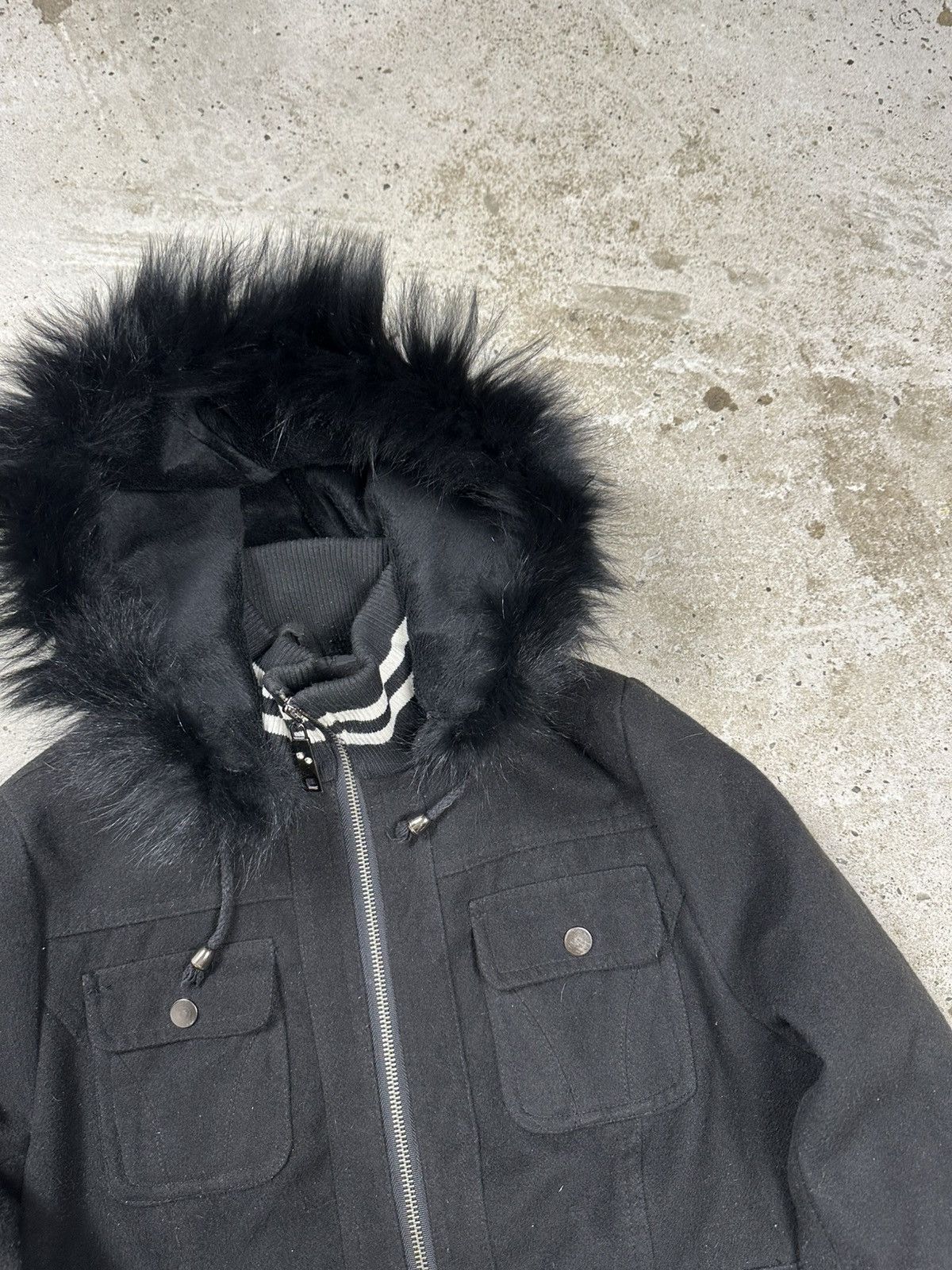 If Six Was Nine × Japanese Brand × Le Grande Bleu (L.G.B.) Vintage Y2K Faux Fur Bomber Wool Jacket Hooded Utility Size US S / EU 44-46 / 1 - 6 Thumbnail