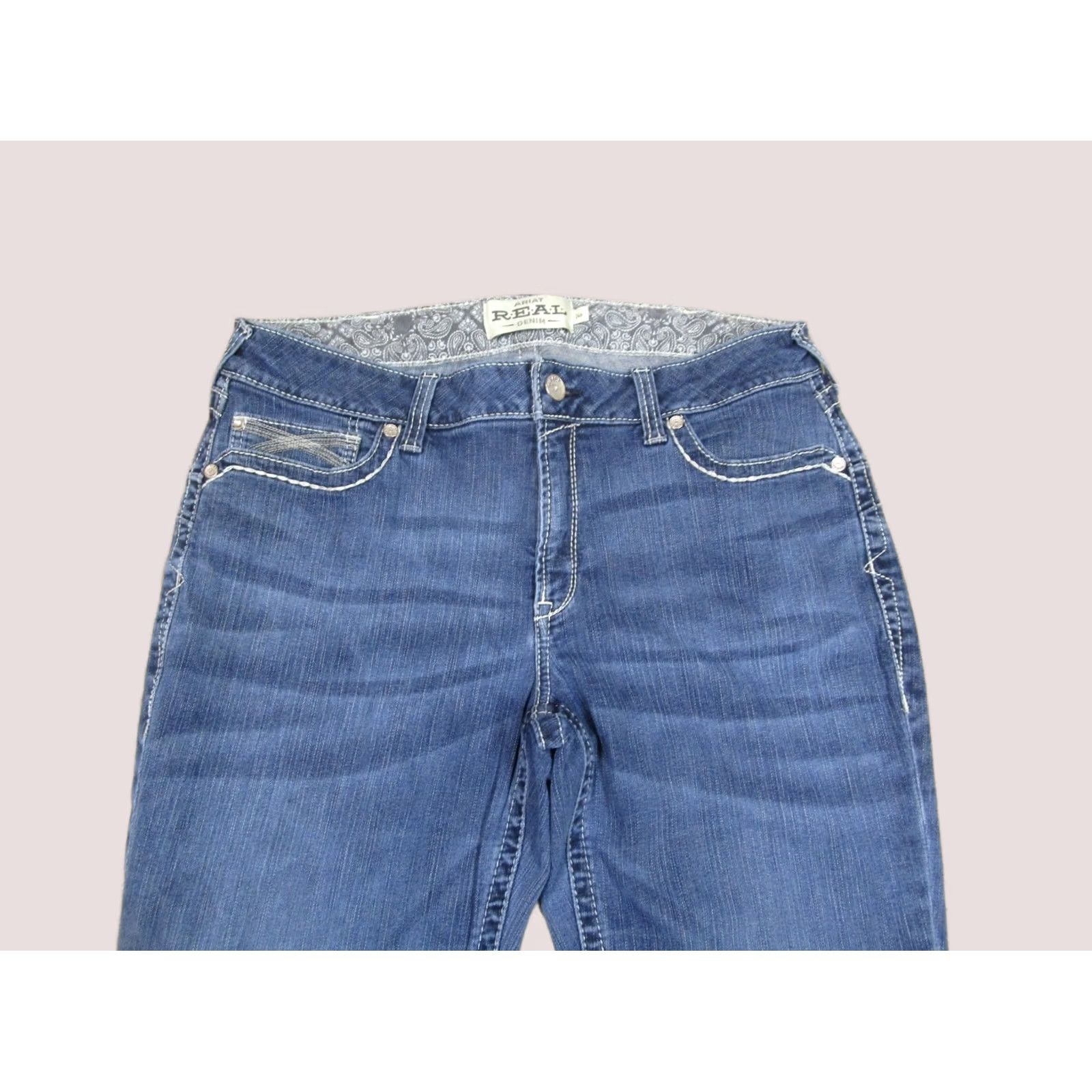 Ariat Ariat Jeans Women 34 Dark Blue Straight Mid Rise Denim Cowboy Logo 5-Pocket Regular Fit Pants Shoes? Size 24" / US 00 / IT 34 - 1 Thumbnail