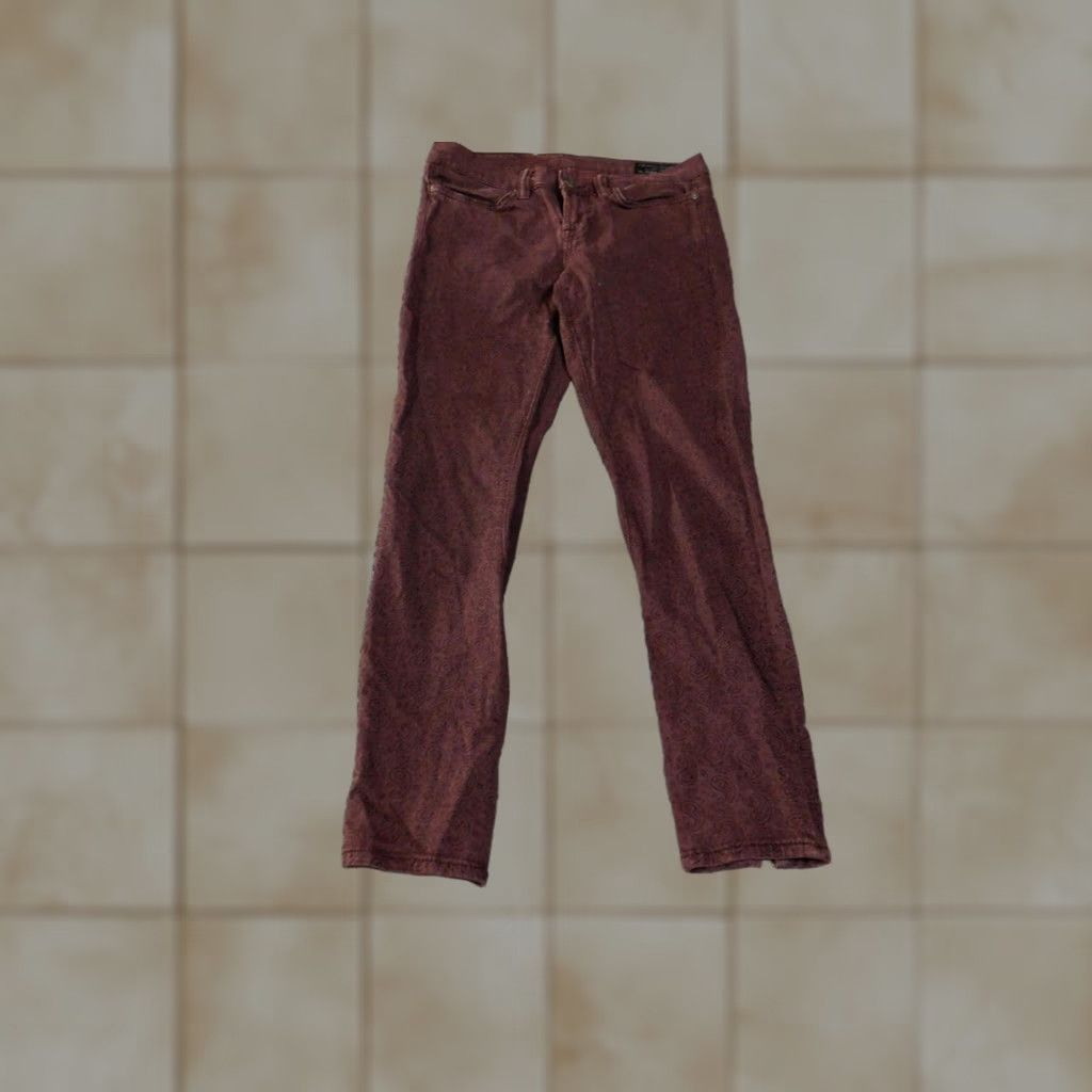 Allsaints AllSaints Pants Womens 26 Paisley Corduroy Skinny Zip Turkey Brown Size 26" / US 2 / IT 38 - 1 Thumbnail