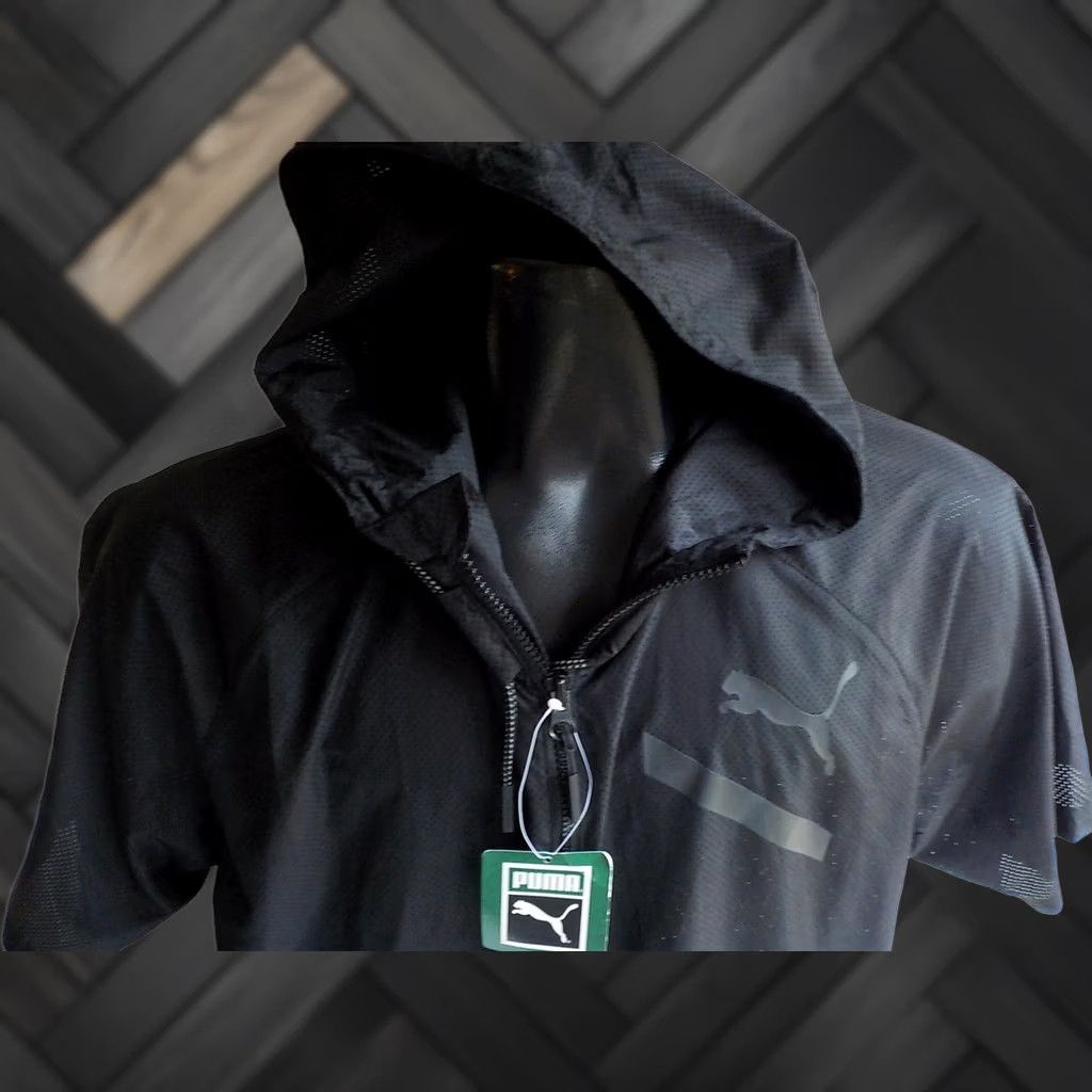 Puma PUMA EVO Reset Short Sleeve Wind Top Zipper Front Black Polyester SZ L NWT Mens Jacket Size US L / EU 52-54 / 3 - 1 Thumbnail