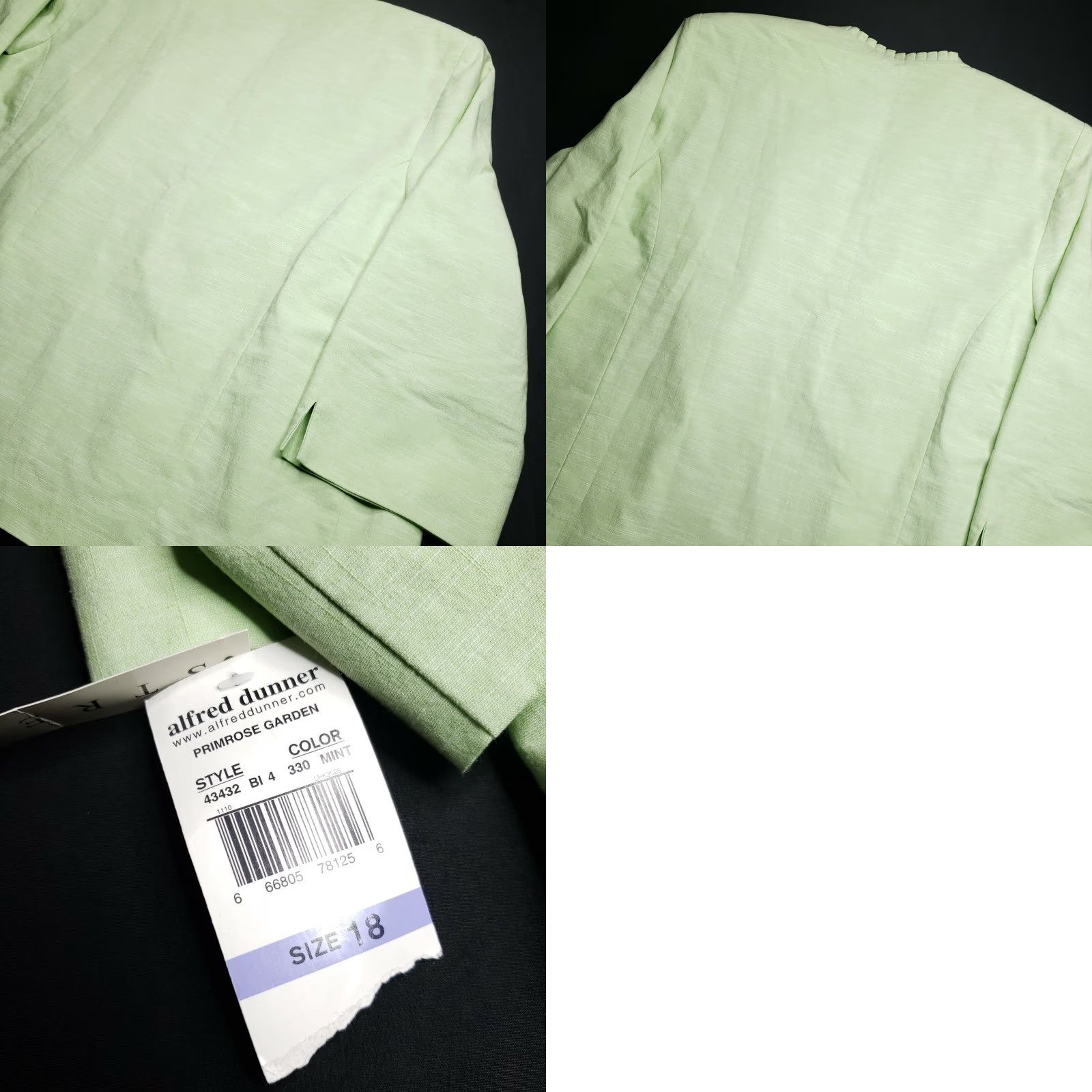 Vintage Alfred Dunner Primrose Garden Mint Size 18 Dress Career Jacket Blazer Plus Womens 55% Cotton 42% Polyester 3% Spandex Green Garden Buttoned Jacket NWT Size XXL / US 16-18 / IT 52-54 - 8 Thumbnail