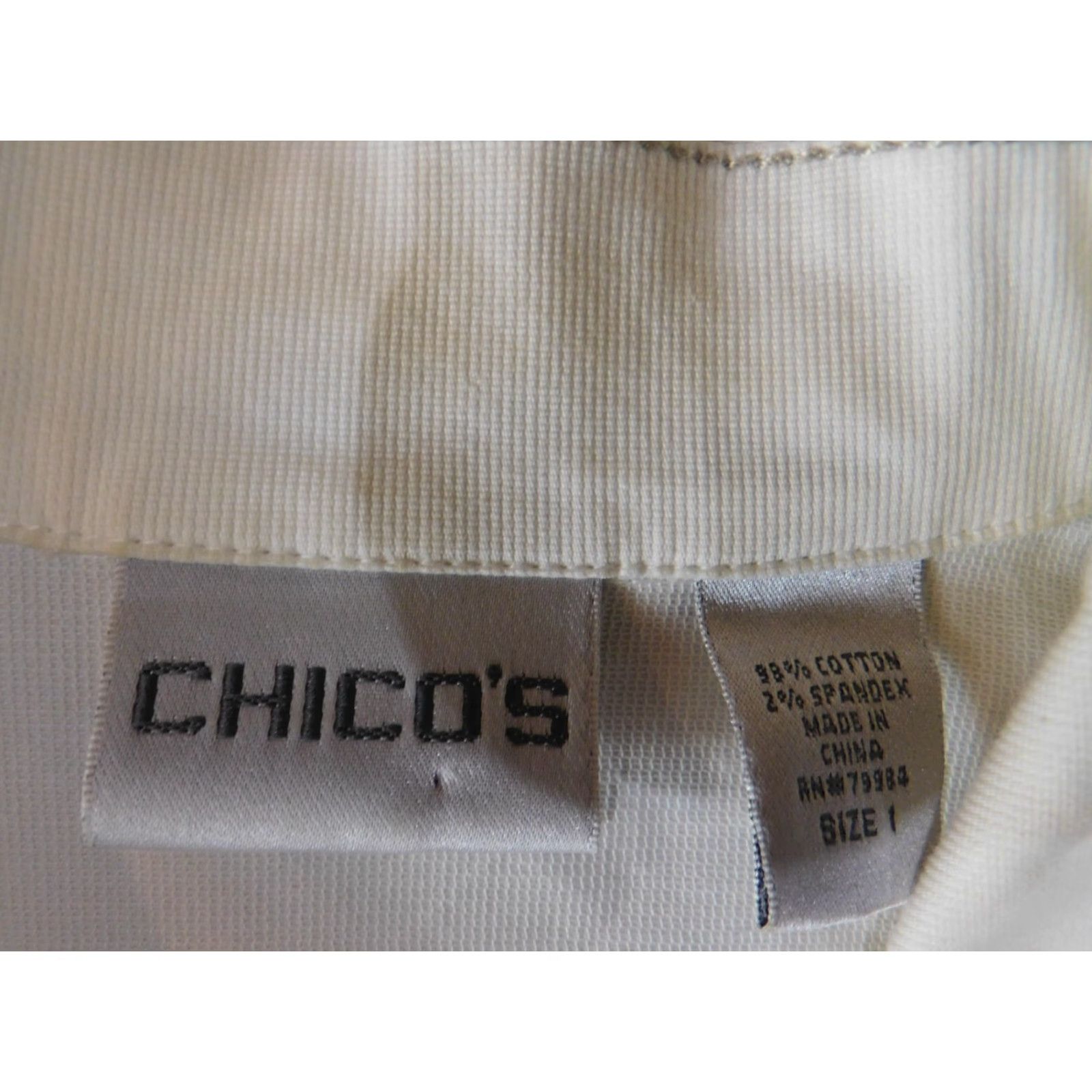 Vintage Chicos Jacket Womens Beige Denim Short Sleeve Button Stretch Regular Size 1 Casual Designer Vintage: No yur? Size XS / US 0-2 / IT 36-38 - 7 Thumbnail