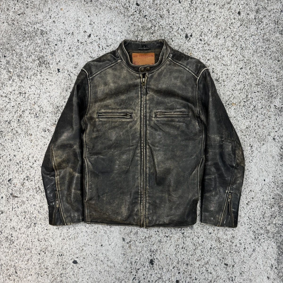 Levi's Vintage Levi's Faded Leather Cafe Racer Style Zip Jacket Size US S / EU 44-46 / 1 - 2 Thumbnail