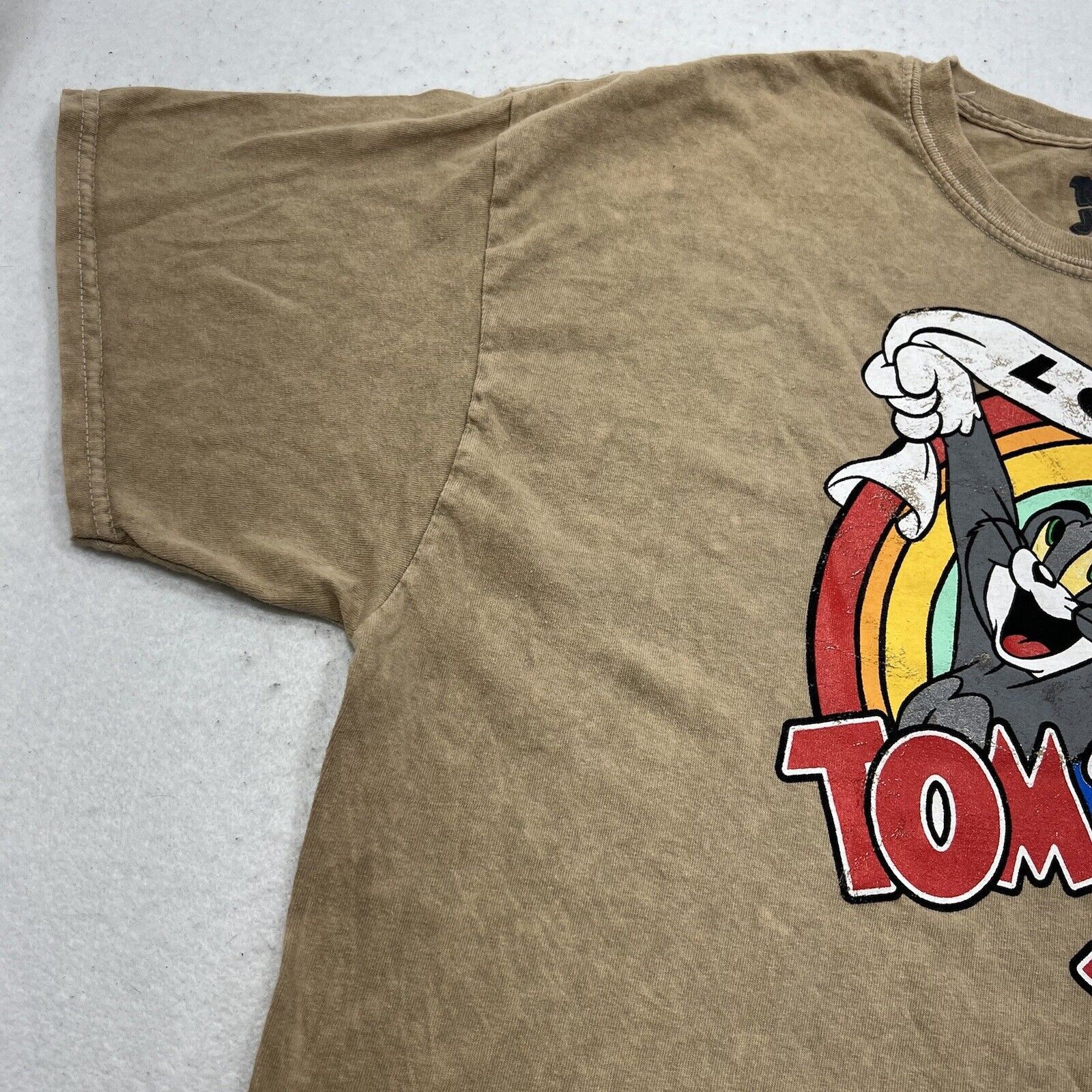 Warner Bros Tom & Jerry XL Cropped Graphic T Shirt Beige Pullover Top Size XL / US 12-14 / IT 48-50 - 5 Thumbnail
